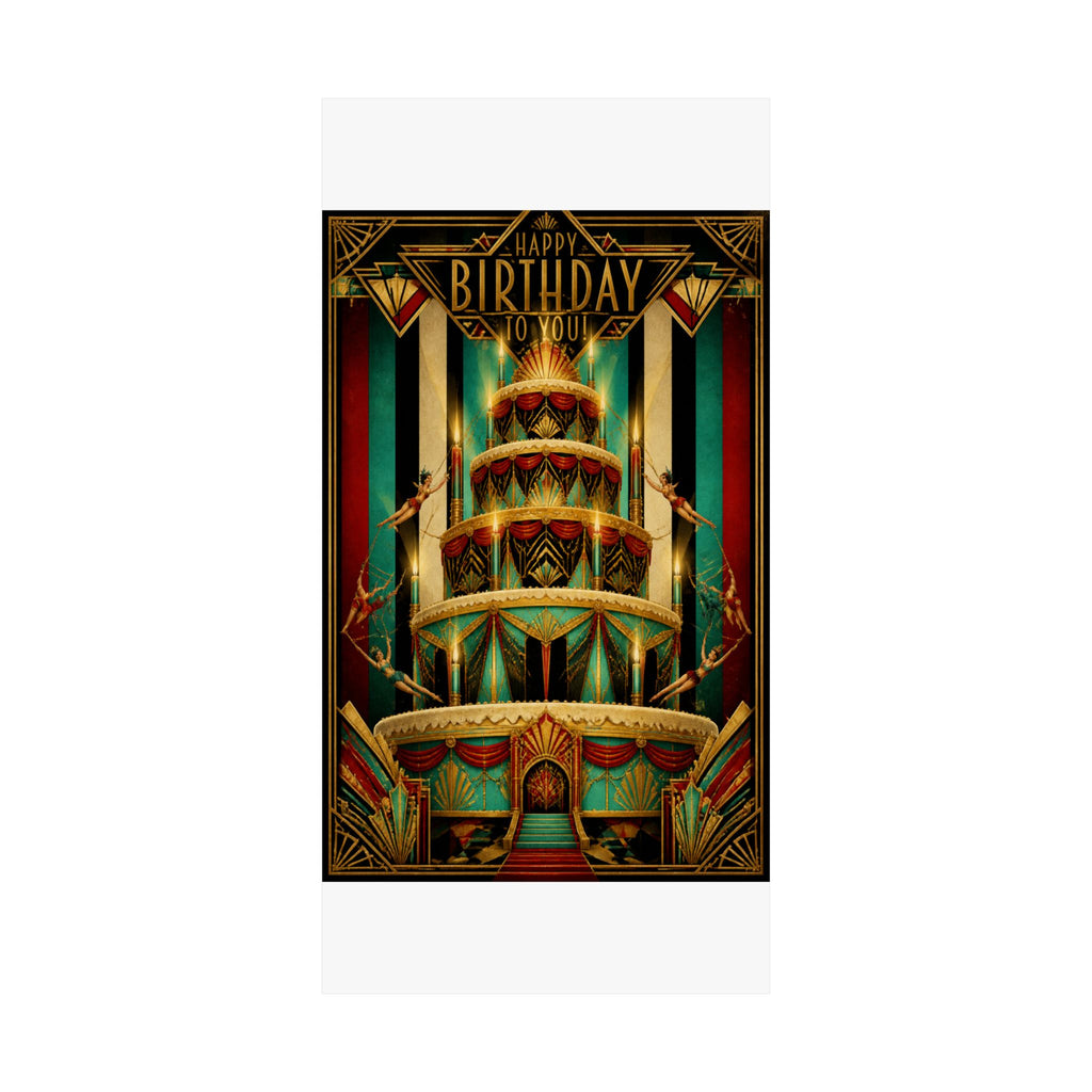 Birthday Cake Trapeze Wall Art Poster 24×36 Art Deco Bar Area Decor Maximalist Print