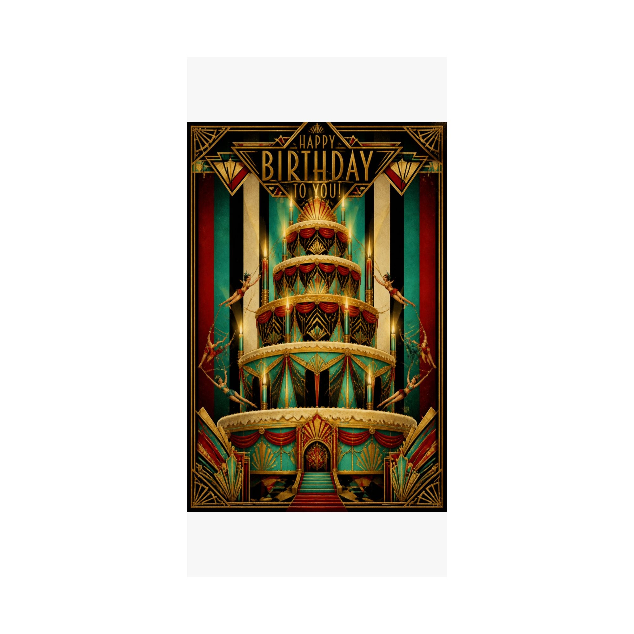 Birthday Cake Trapeze Wall Art Poster 24×36 Art Deco Bar Area Decor Maximalist Print