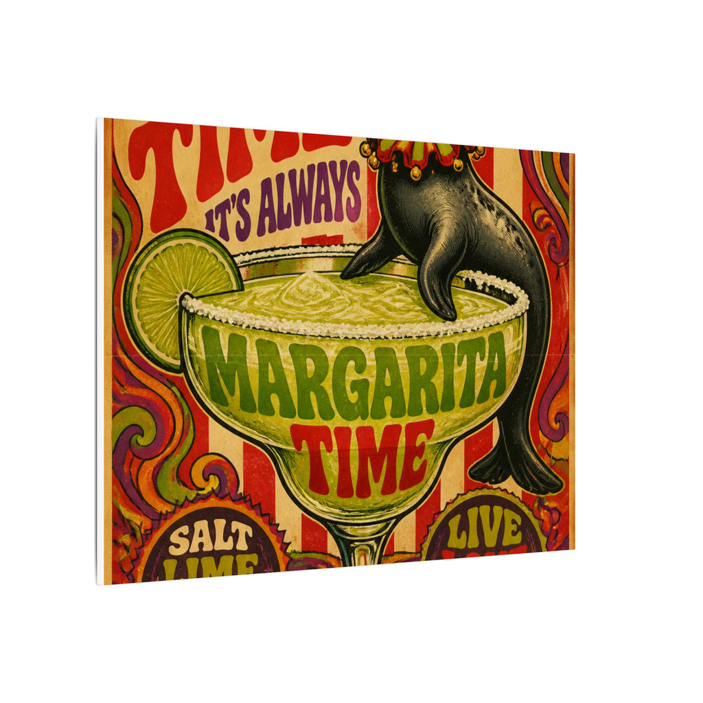 Margarita Balancing Seal Wall Art Canvas 24×36 Psychedelic Dining Room Decor Maximalist Print
