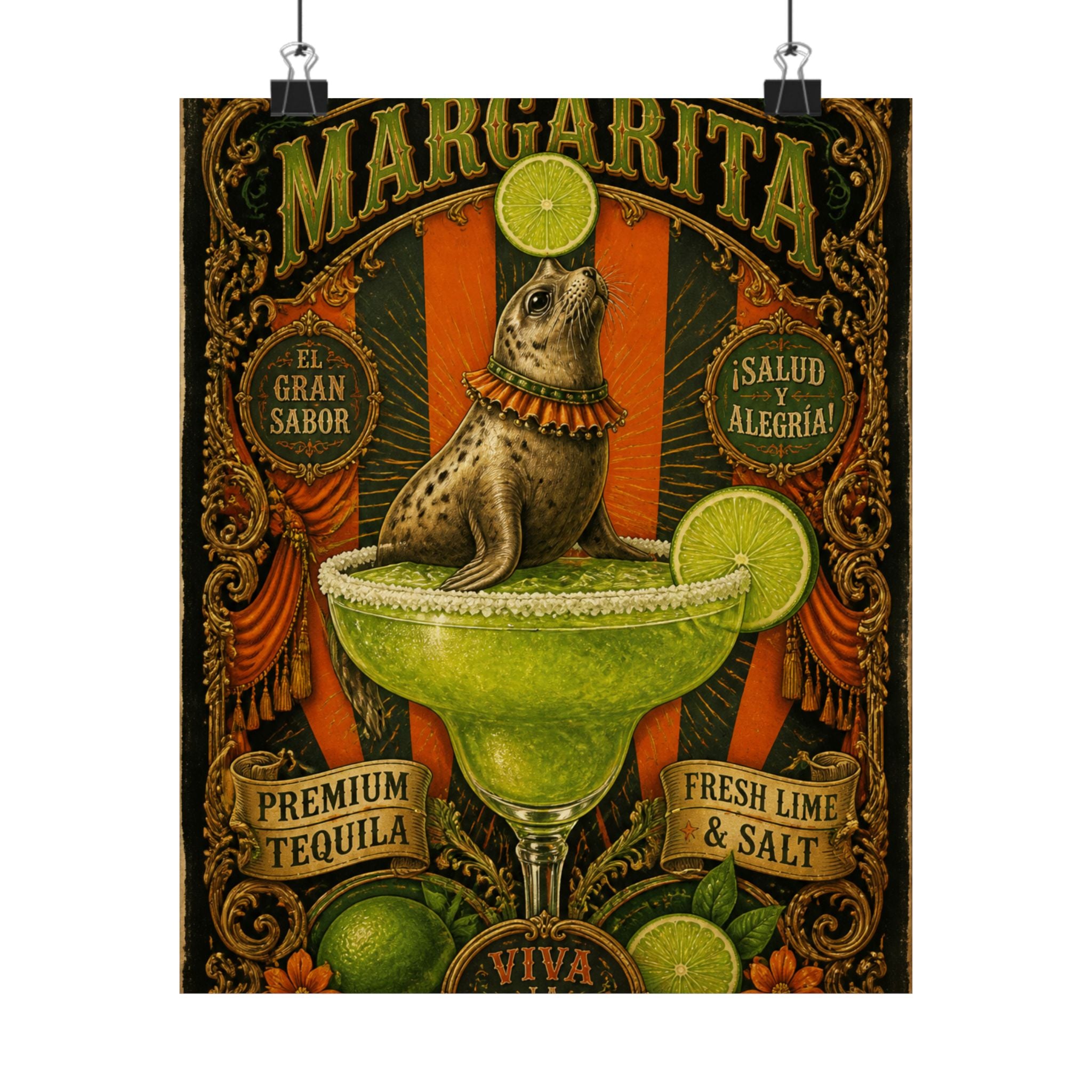 Margarita Balancing Seal Wall Art Poster 18×24 Baroque Home Office Decor Maximalist Print