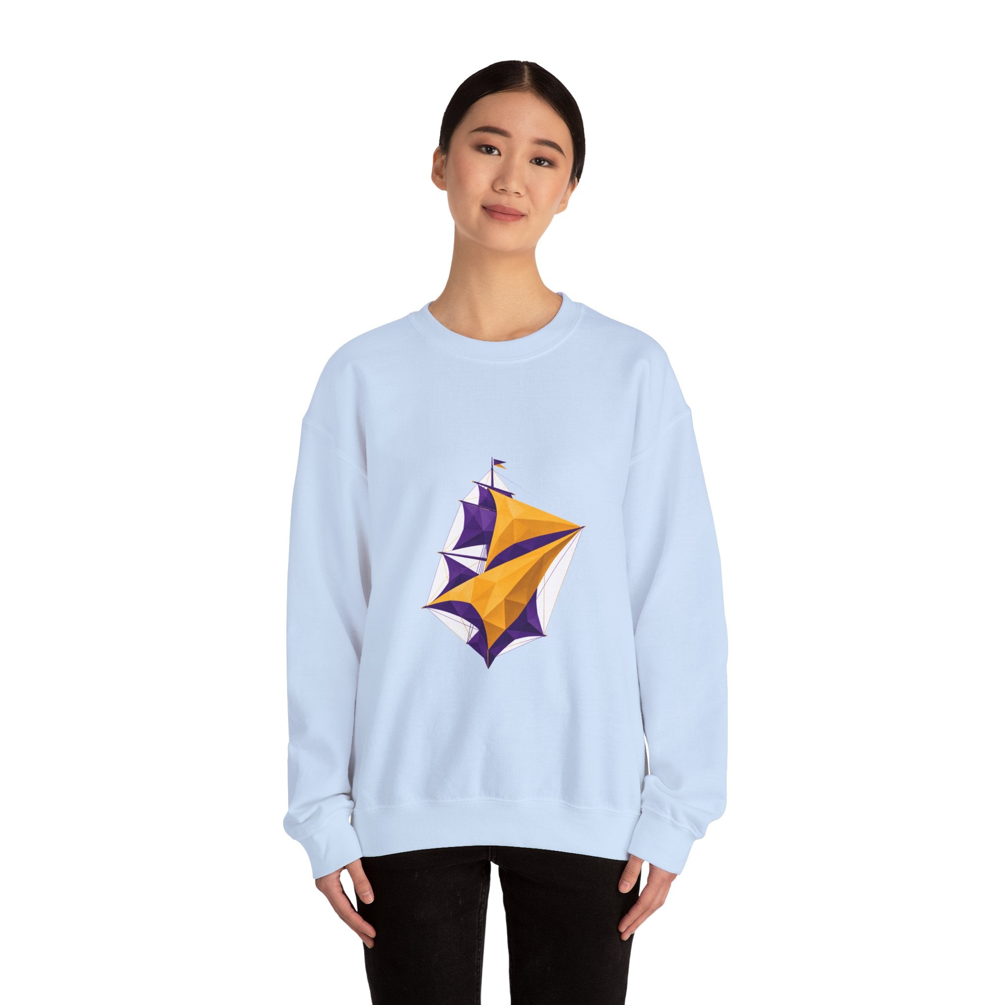 Matching Couple Sweatshirt - Anchor & Sail Matching Couple Crewneck Sweatshirt Geometric Art His Hers Couple Gift - Design B