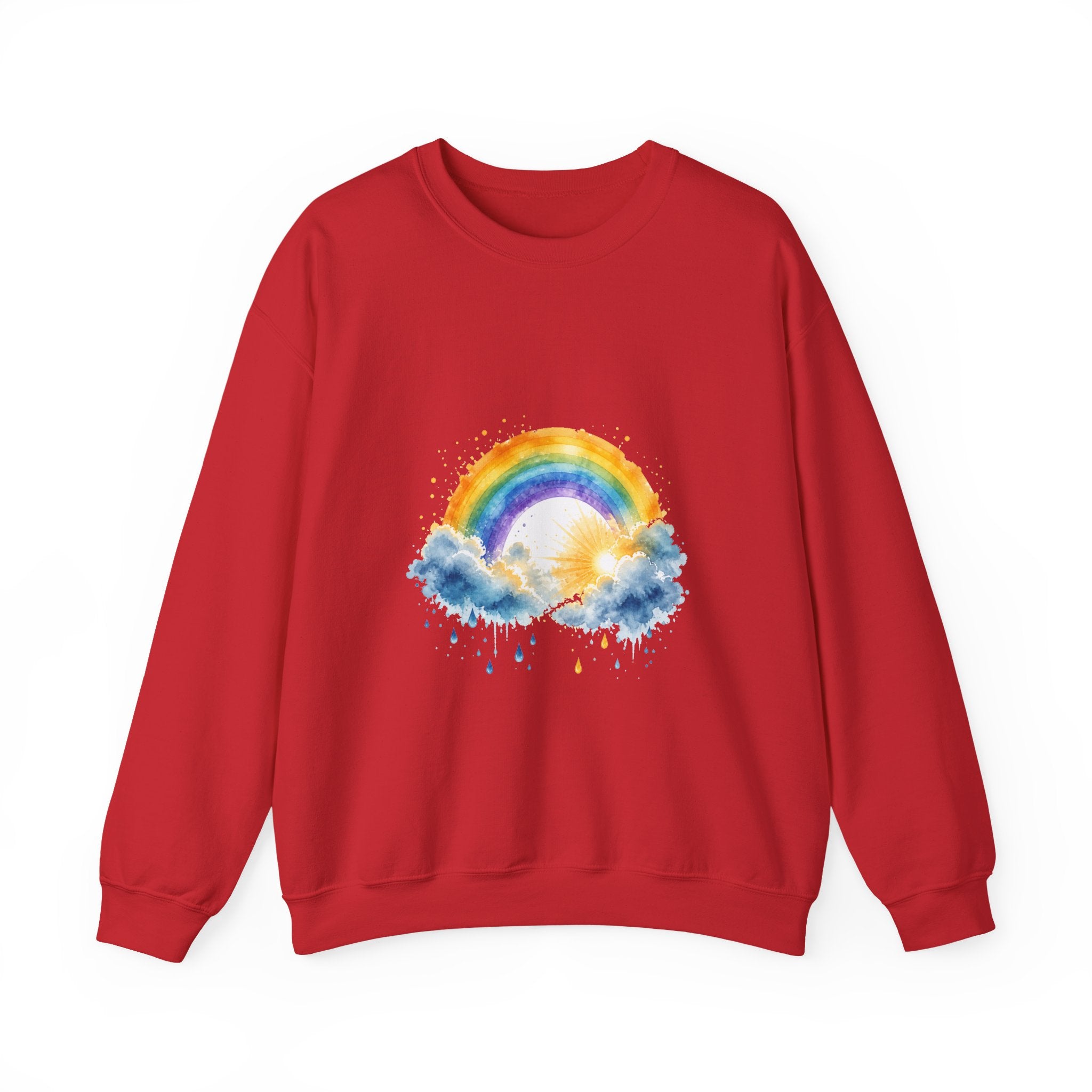 Matching Couple Sweatshirt - Storm & Rainbow Matching Couple Premium Fleece Sweatshirt Watercolor Art His Hers Birthday Gift - Design B