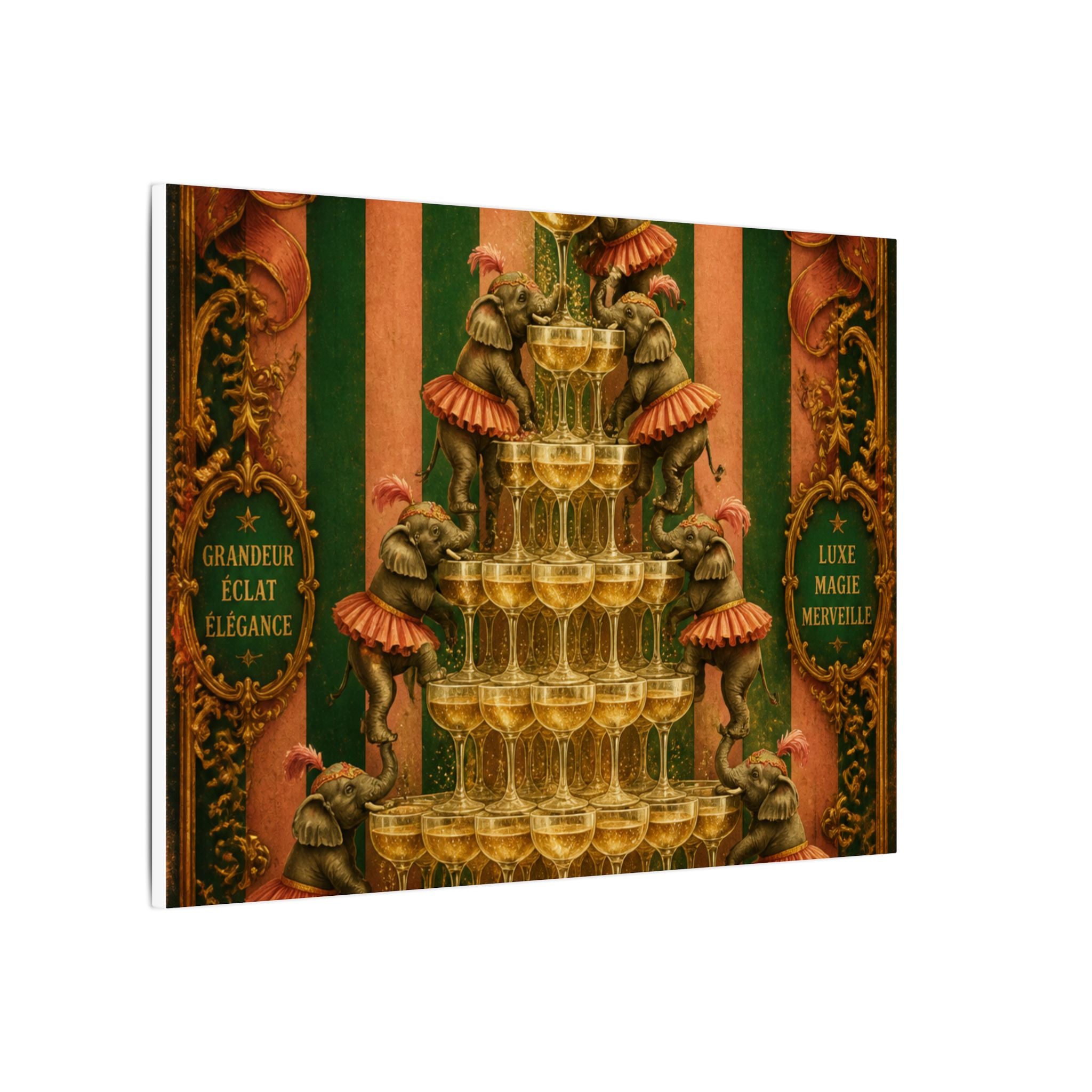 Champagne Tower Elephants Wall Art Canvas 16×20 Baroque Home Office Decor Maximalist Print