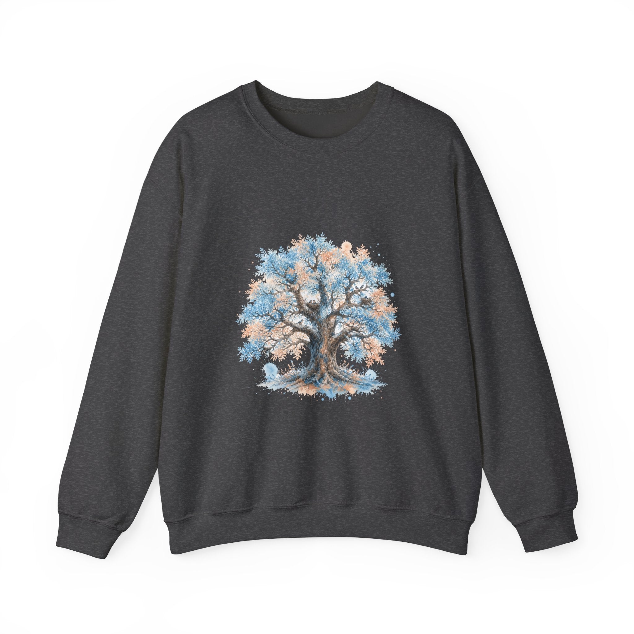 Matching Couple Sweatshirt - Ancient Oak & Deep Roots Matching Couple Crewneck Sweatshirt Watercolor Art His Hers Engagement Gift - Design A