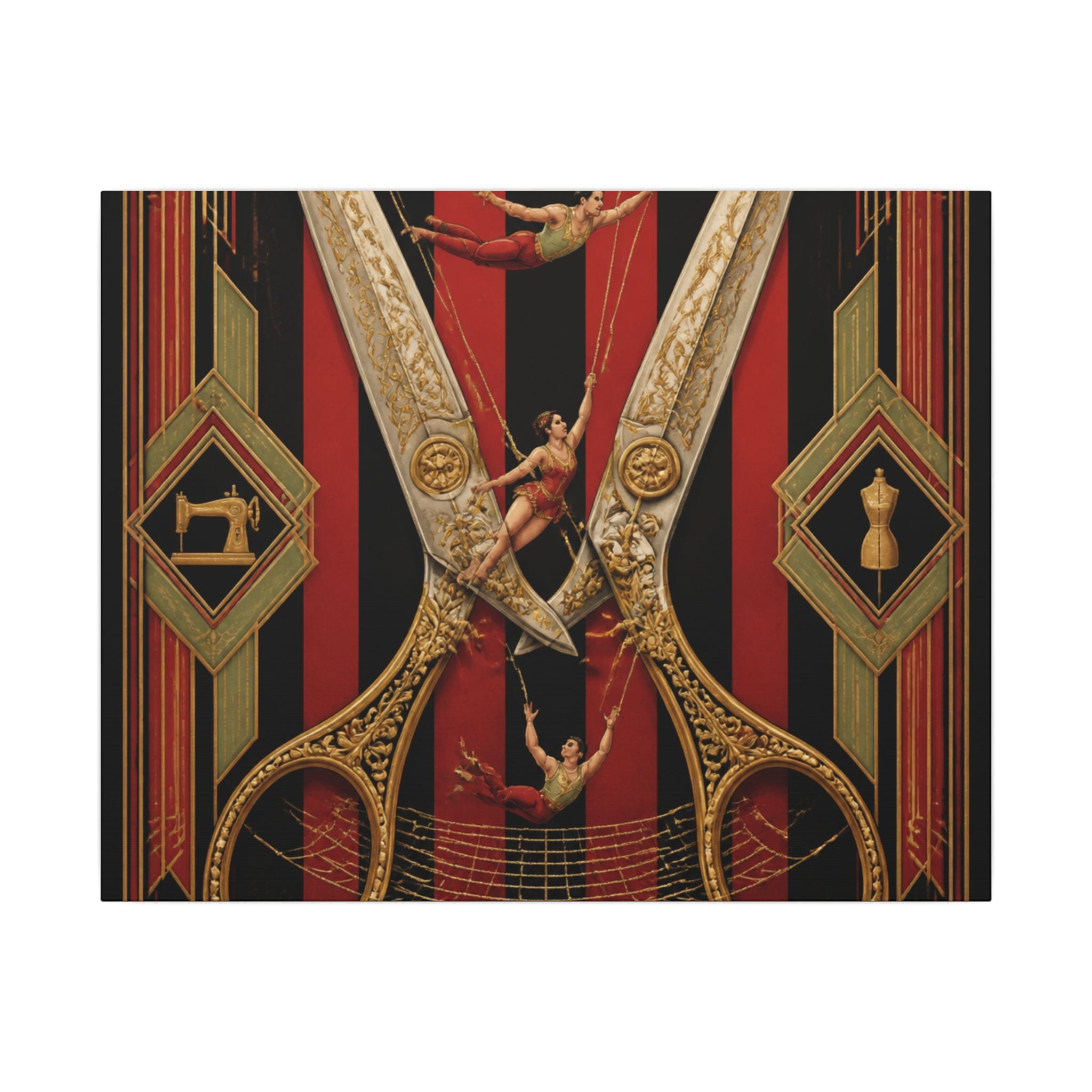 Giant Scissors Trapeze Wall Art Canvas 24×36 Art Deco Bar Area Decor Maximalist Print