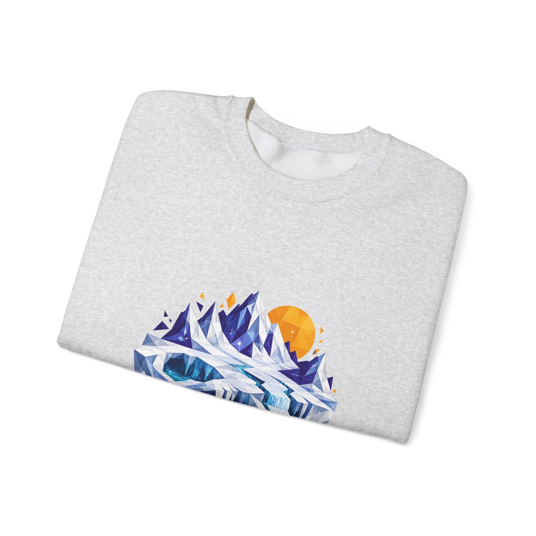 Matching Couple Sweatshirt - Volcano & Glacier Matching Couple Crewneck Sweatshirt Geometric Art His Hers Couple Gift - Design B
