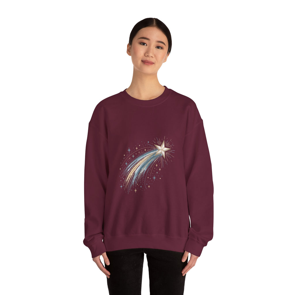 Matching Couple Sweatshirt - Shooting Star & North Star Matching Couple Crewneck Sweatshirt Hand-Drawn Art His Hers Best Friend Gift - Design A
