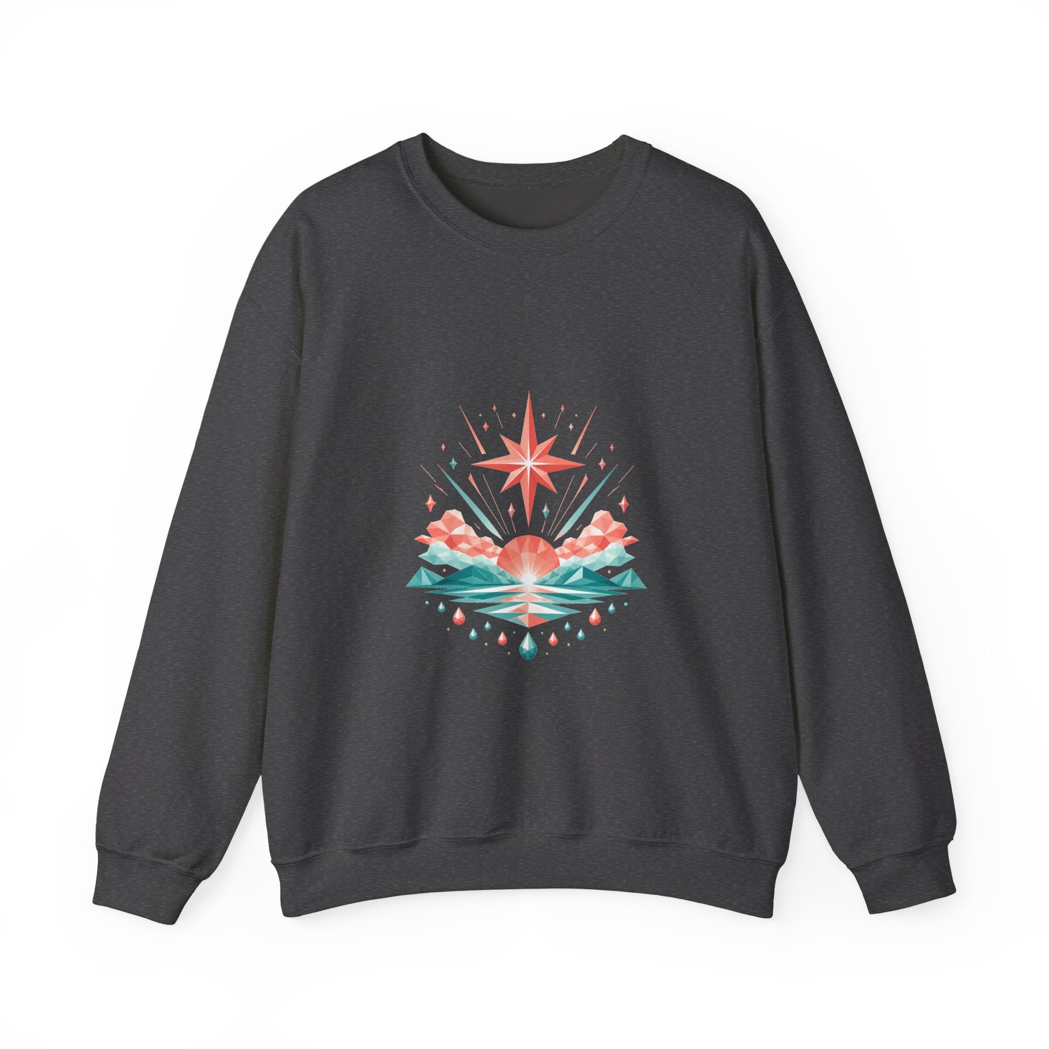Matching Couple Sweatshirt - Evening & Morning Star Matching Couple Comfort Colors Crew Geometric Art His Hers Love Gift - Design B