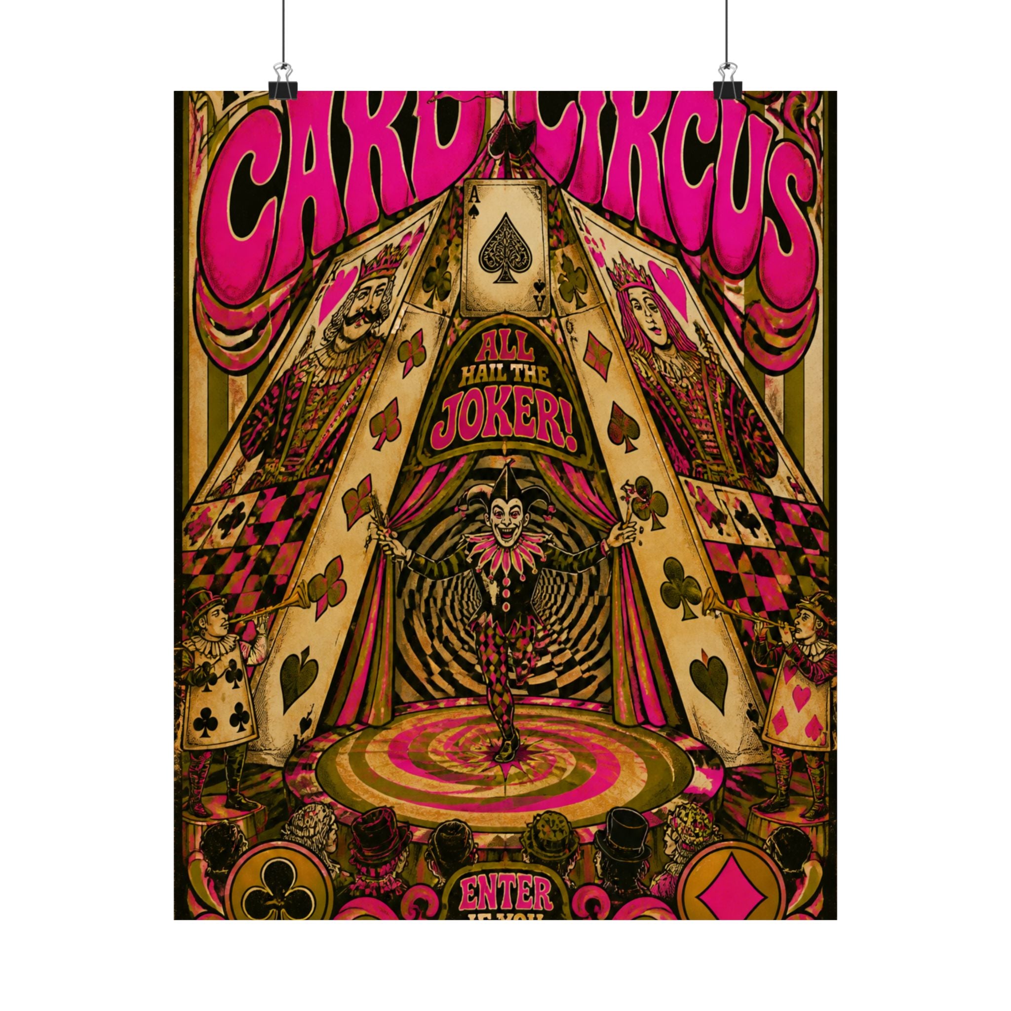 Playing Cards Tent Wall Art Poster 18×24 Psychedelic Cafe Decor Maximalist Print