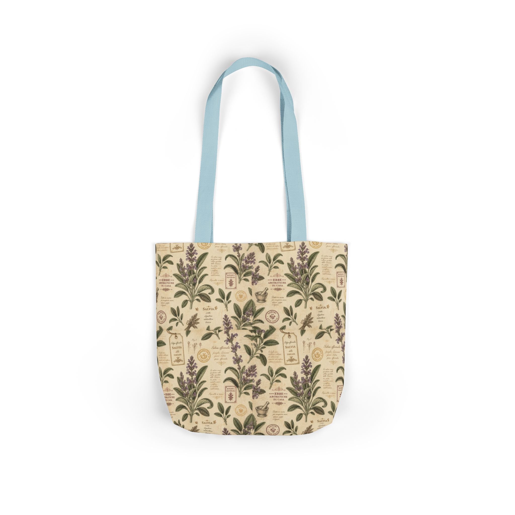 Sage Leaves Canvas Tote Bag Mediterranean Kitchen Botanical Design Italian Cottagecore Gift