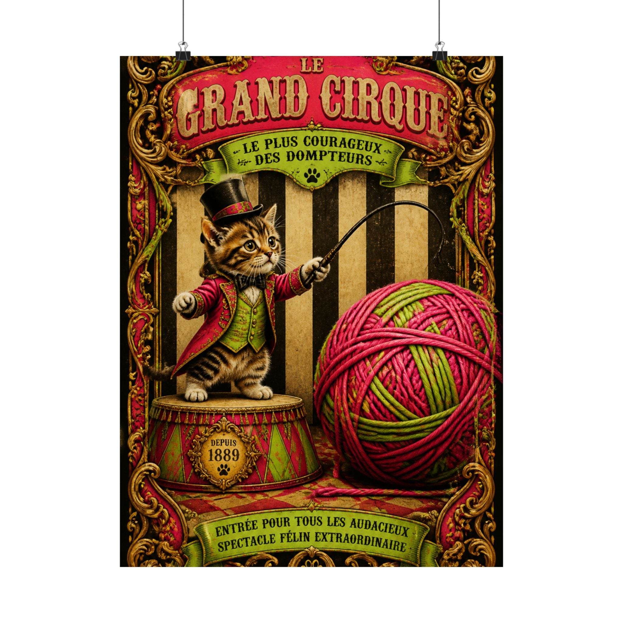 Cat Lion Tamer Wall Art Poster 18×24 Baroque Home Office Decor Maximalist Print