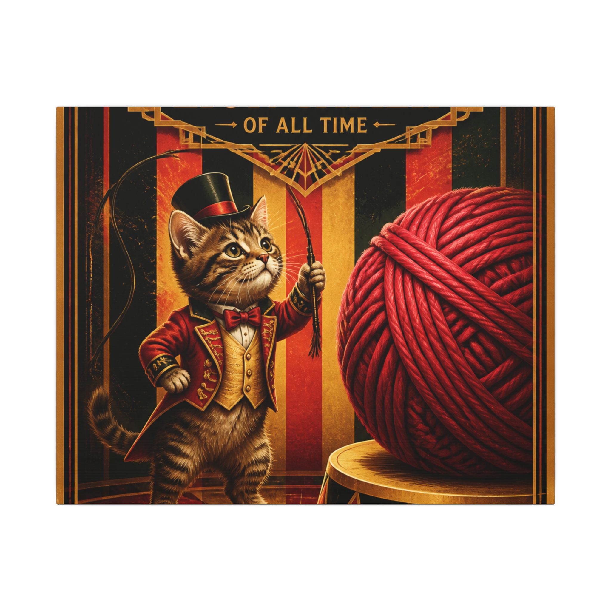 Cat Lion Tamer Wall Art Canvas 24×36 Art Deco Bar Area Decor Maximalist Print