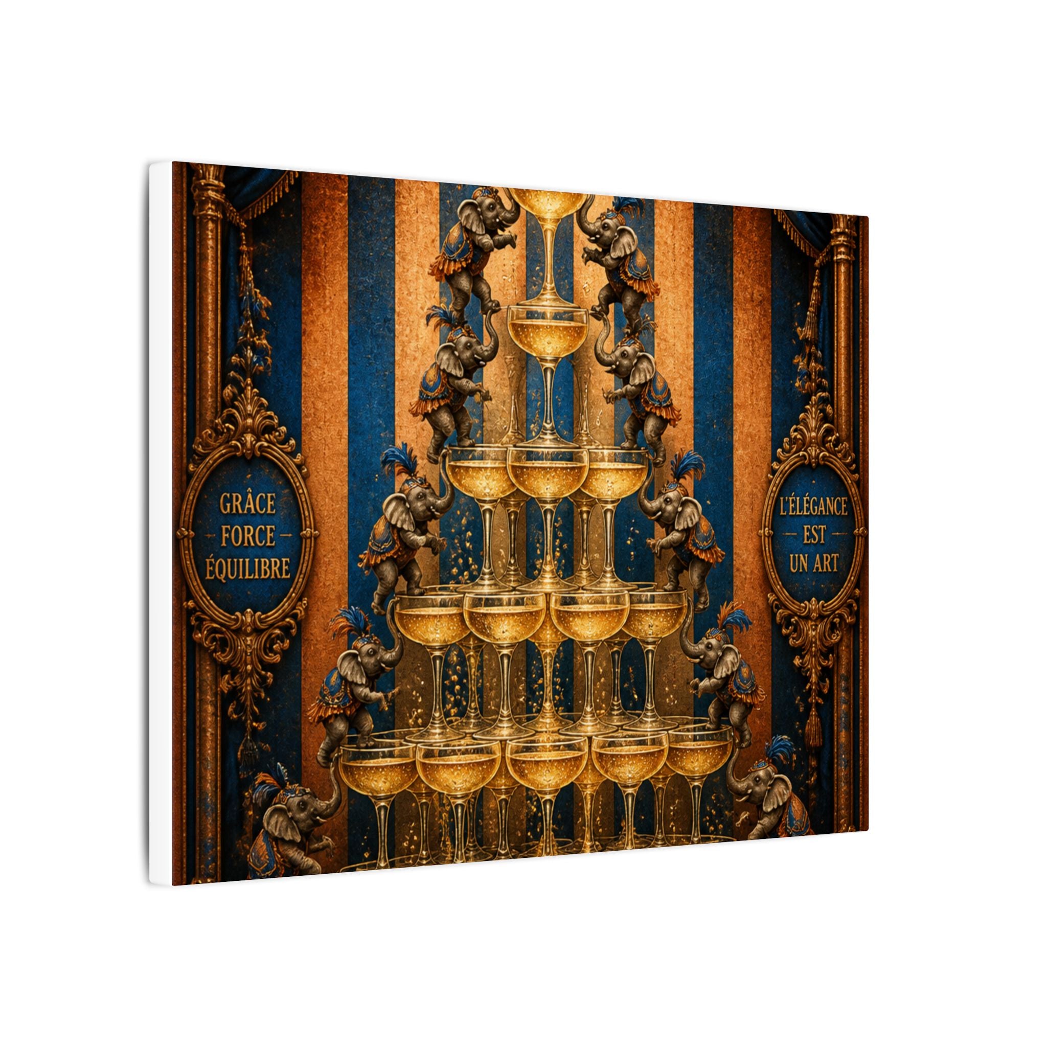 Champagne Tower Elephants Wall Art Canvas 24×36 Baroque Studio Decor Maximalist Print