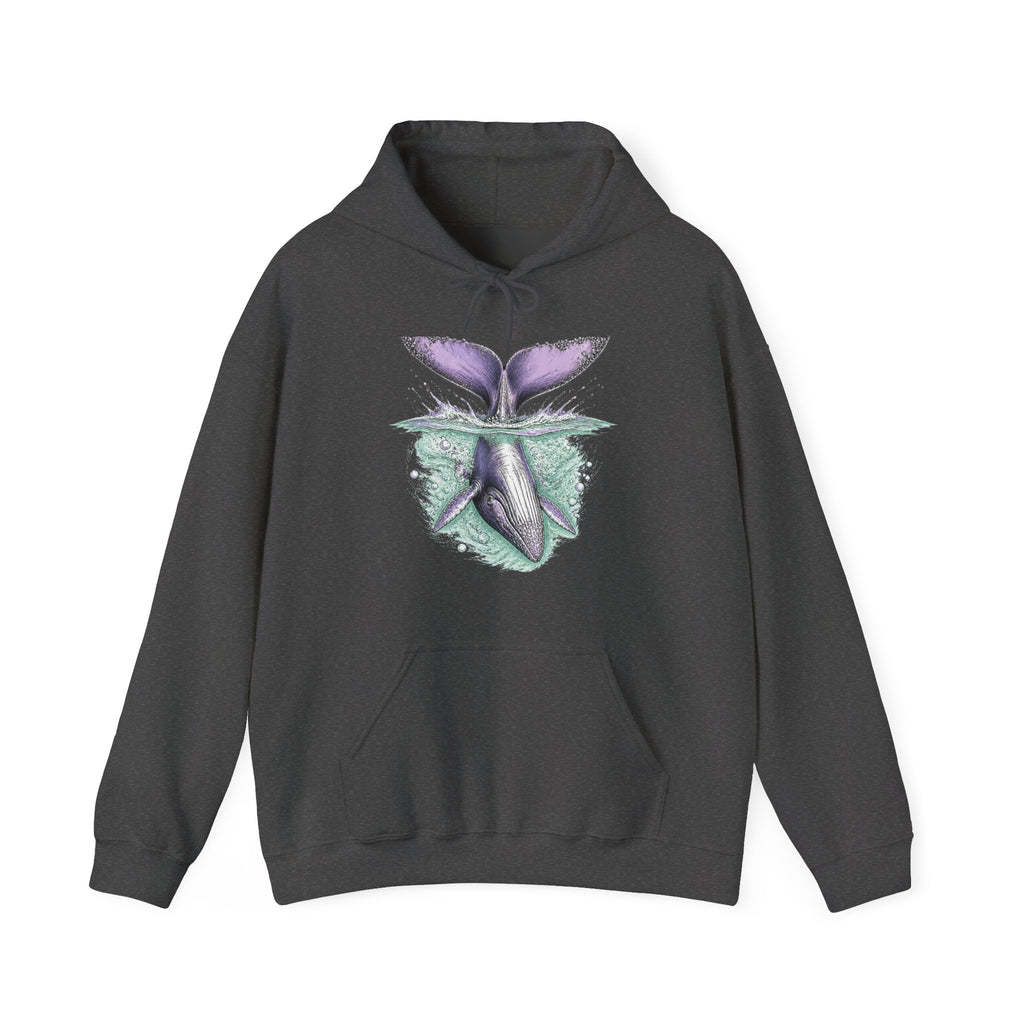 Matching Couple Sweatshirt - Eagle & Whale Matching Couple Hooded Sweatshirt Hand-Drawn Art His Hers Best Friend Gift - Design B