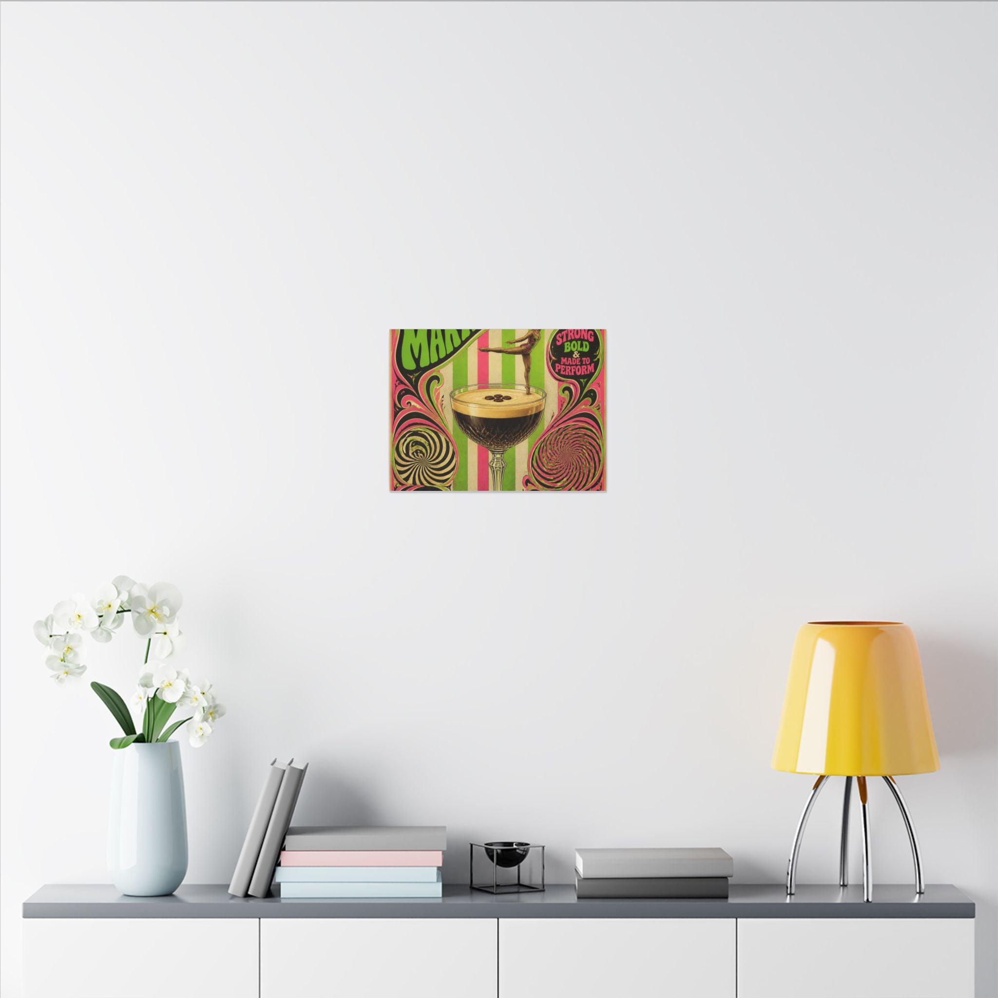Espresso Martini Acrobat Wall Art Canvas 24×36 Psychedelic Dining Room Decor Maximalist Print