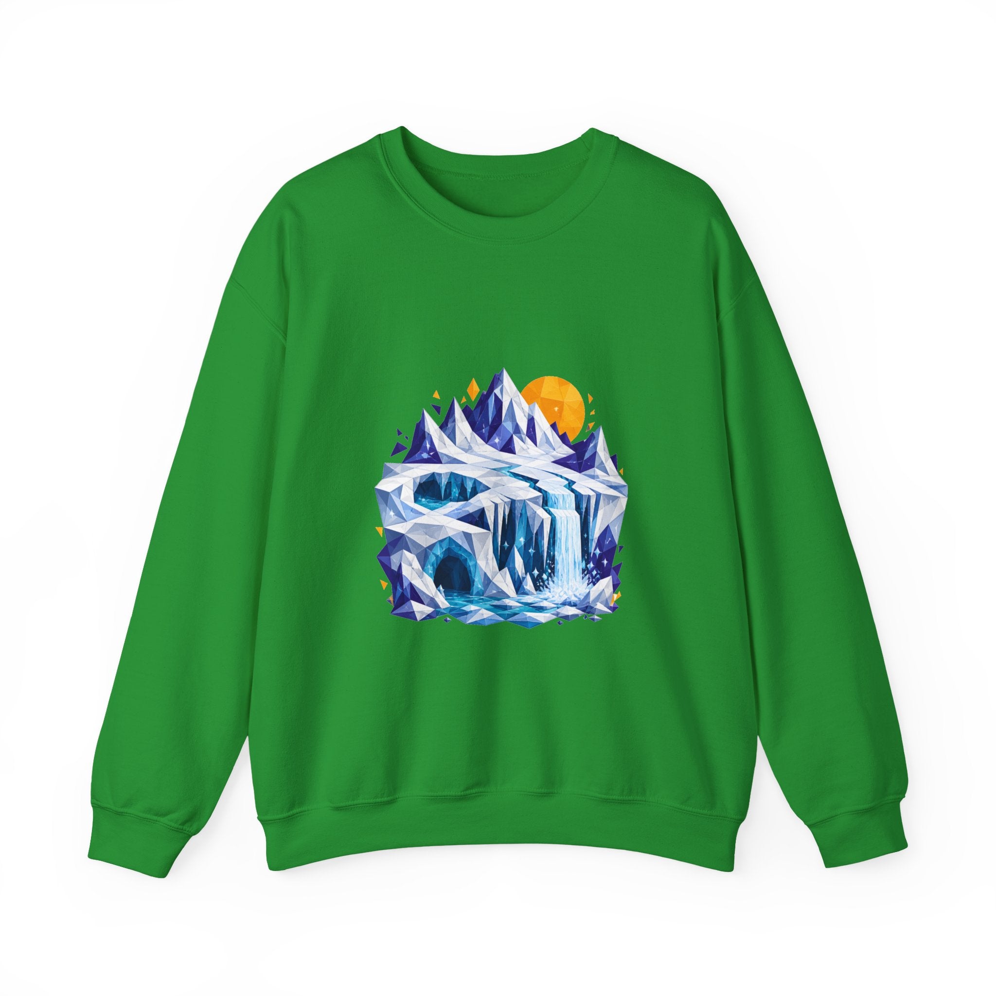 Matching Couple Sweatshirt - Volcano & Glacier Matching Couple Crewneck Sweatshirt Geometric Art His Hers Couple Gift - Design B