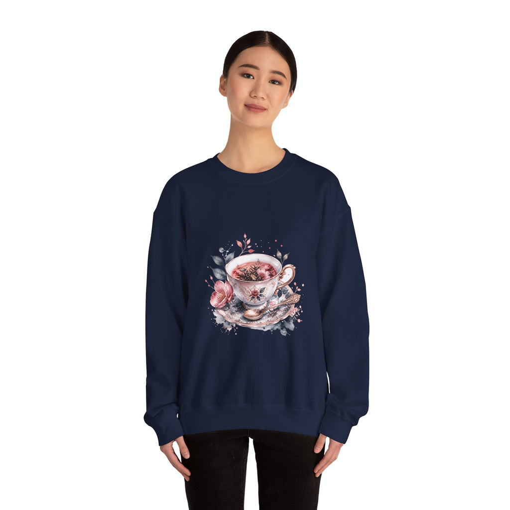 Matching Couple Sweatshirt - Coffee & Tea Matching Couple Premium Fleece Sweatshirt Watercolor Art His Hers Birthday Gift - Design B