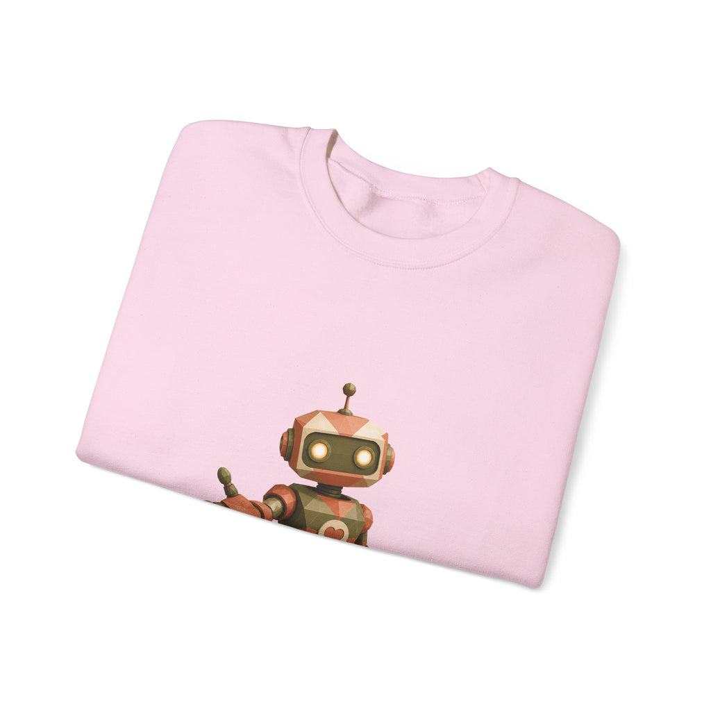 Matching Couple Sweatshirt - Robot & Heart Matching Couple Crewneck Sweatshirt Geometric Art His Hers Couple Gift - Design A
