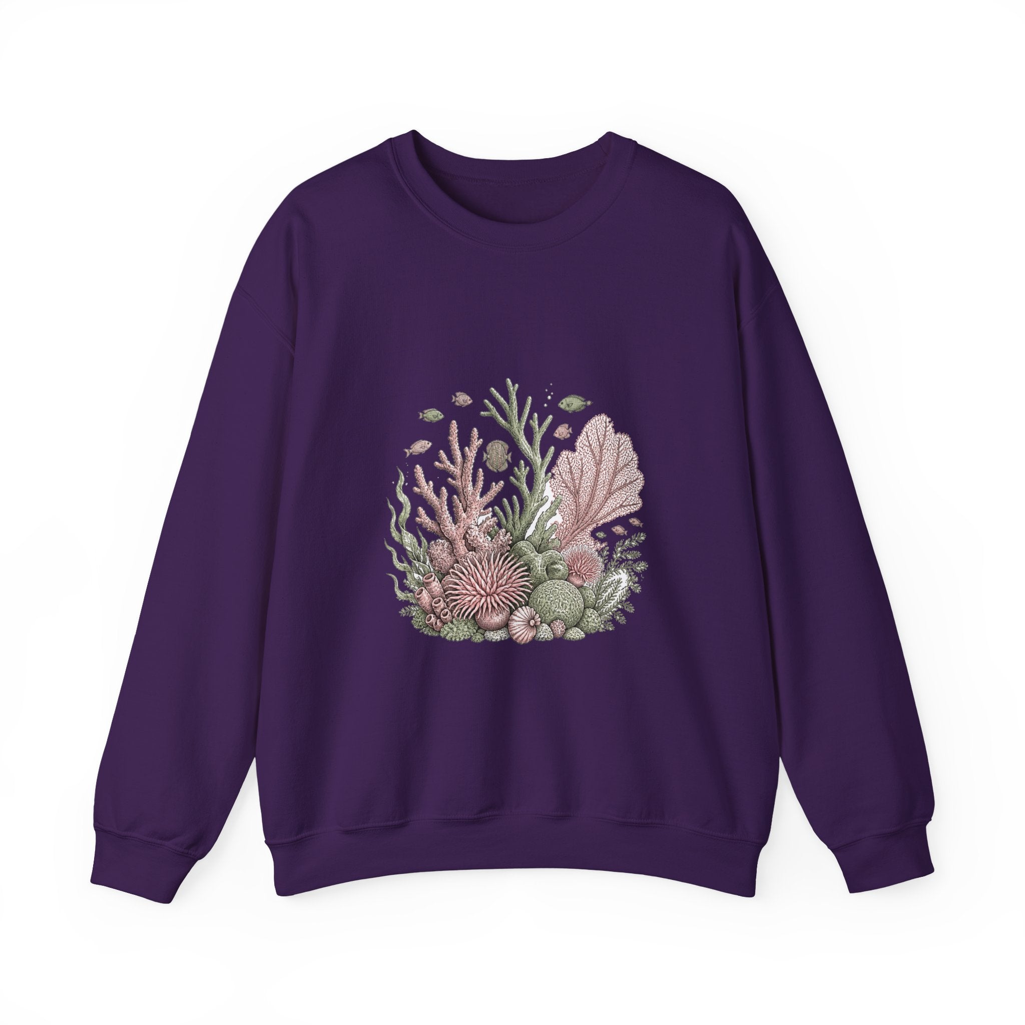 Matching Couple Sweatshirt - Coral Reef & Deep Sea Matching Couple Crewneck Sweatshirt Hand-Drawn Art His Hers Best Friend Gift - Design A