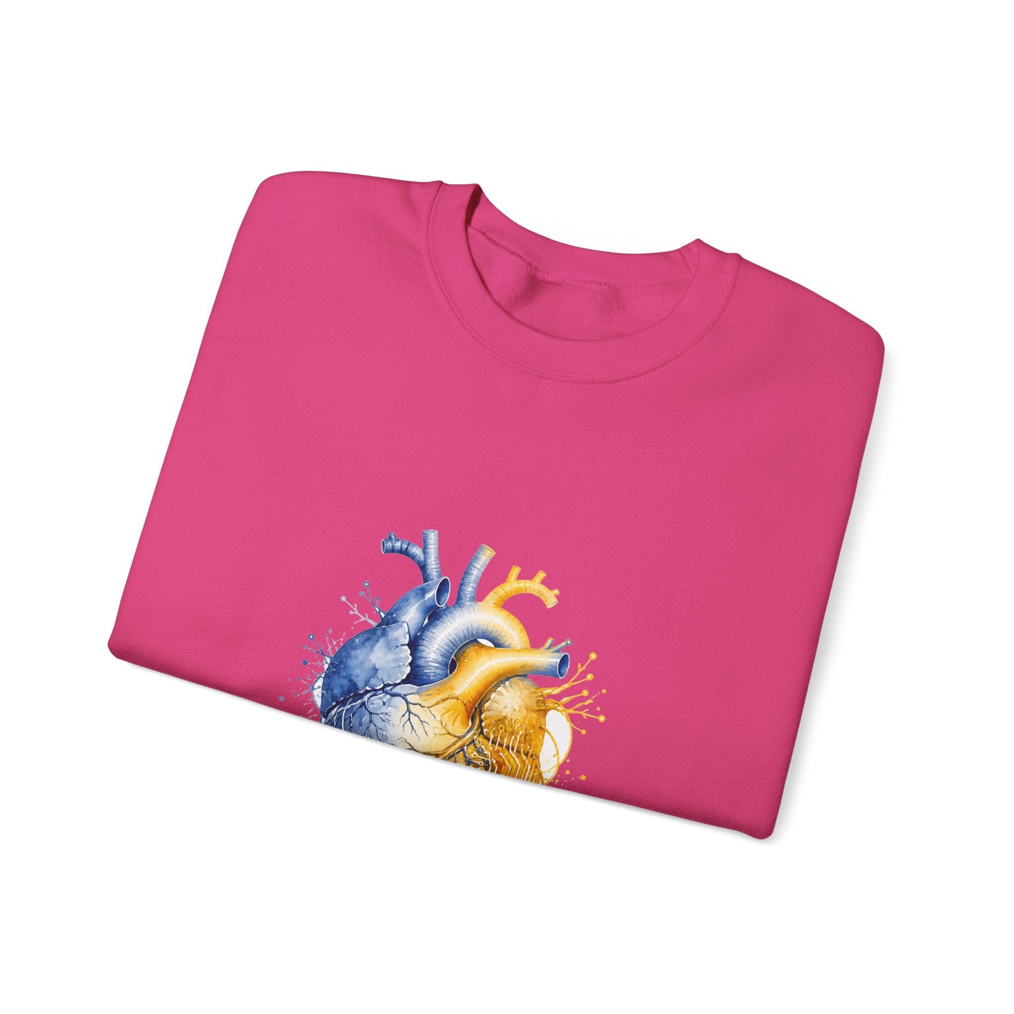 Matching Couple Sweatshirt - Robot & Heart Matching Couple Crewneck Sweatshirt Watercolor Art His Hers Engagement Gift - Design B
