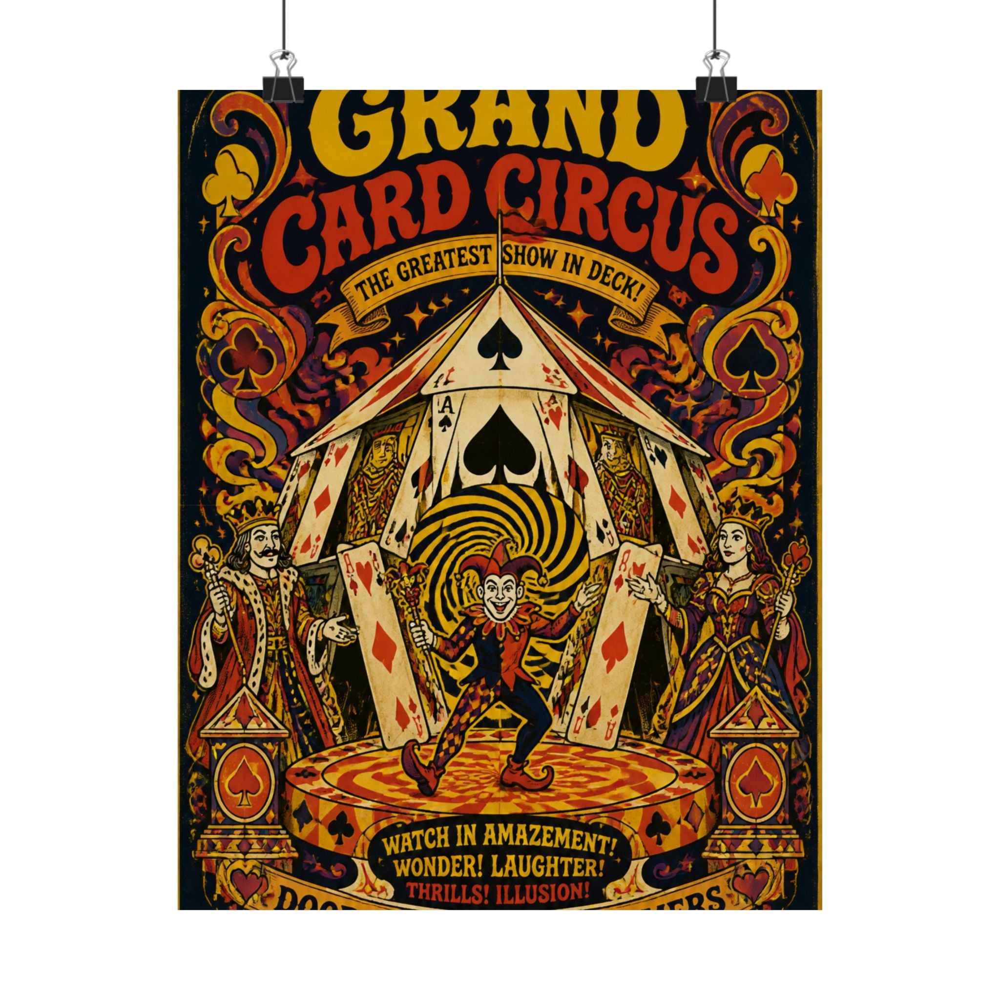 Playing Cards Tent Wall Art Poster 24×36 Psychedelic Dining Room Decor Maximalist Print