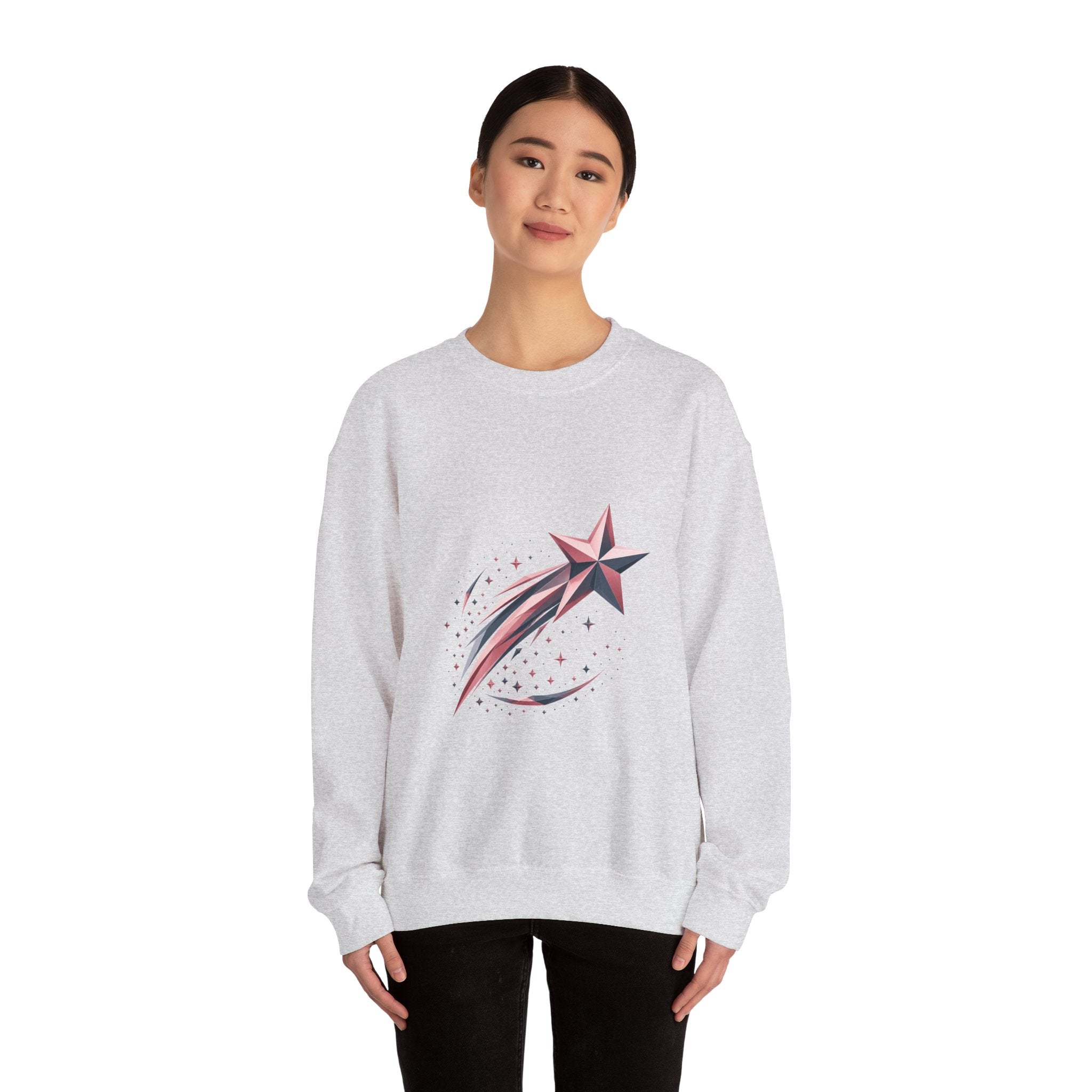 Matching Couple Sweatshirt - Shooting Star & North Star Matching Couple Crewneck Sweatshirt Geometric Art His Hers Couple Gift - Design A