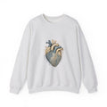 Matching Couple Sweatshirt - Robot & Heart Matching Couple Premium Fleece Sweatshirt Hand-Drawn Art His Hers Anniversary Gift - Design B