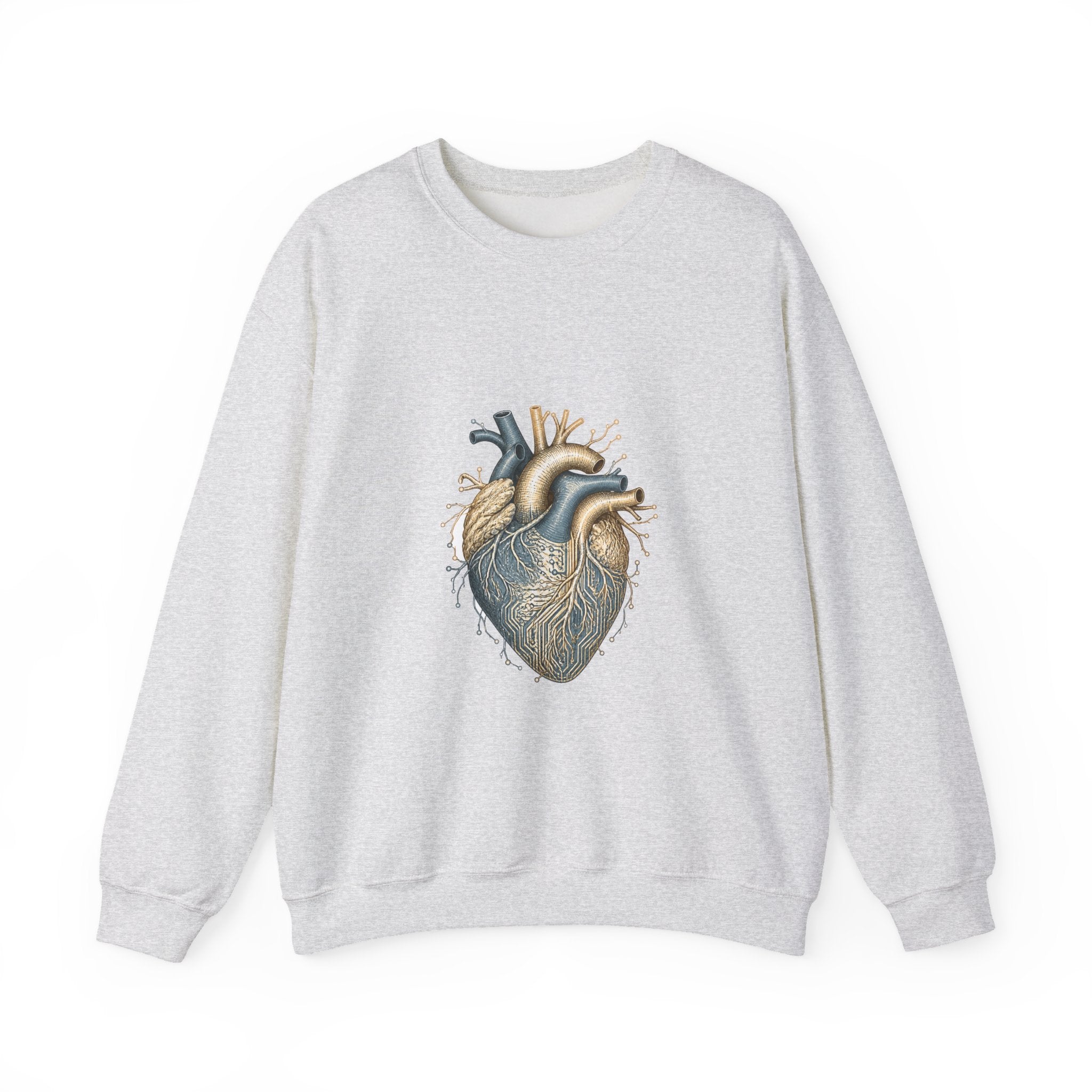 Matching Couple Sweatshirt - Robot & Heart Matching Couple Premium Fleece Sweatshirt Hand-Drawn Art His Hers Anniversary Gift - Design B