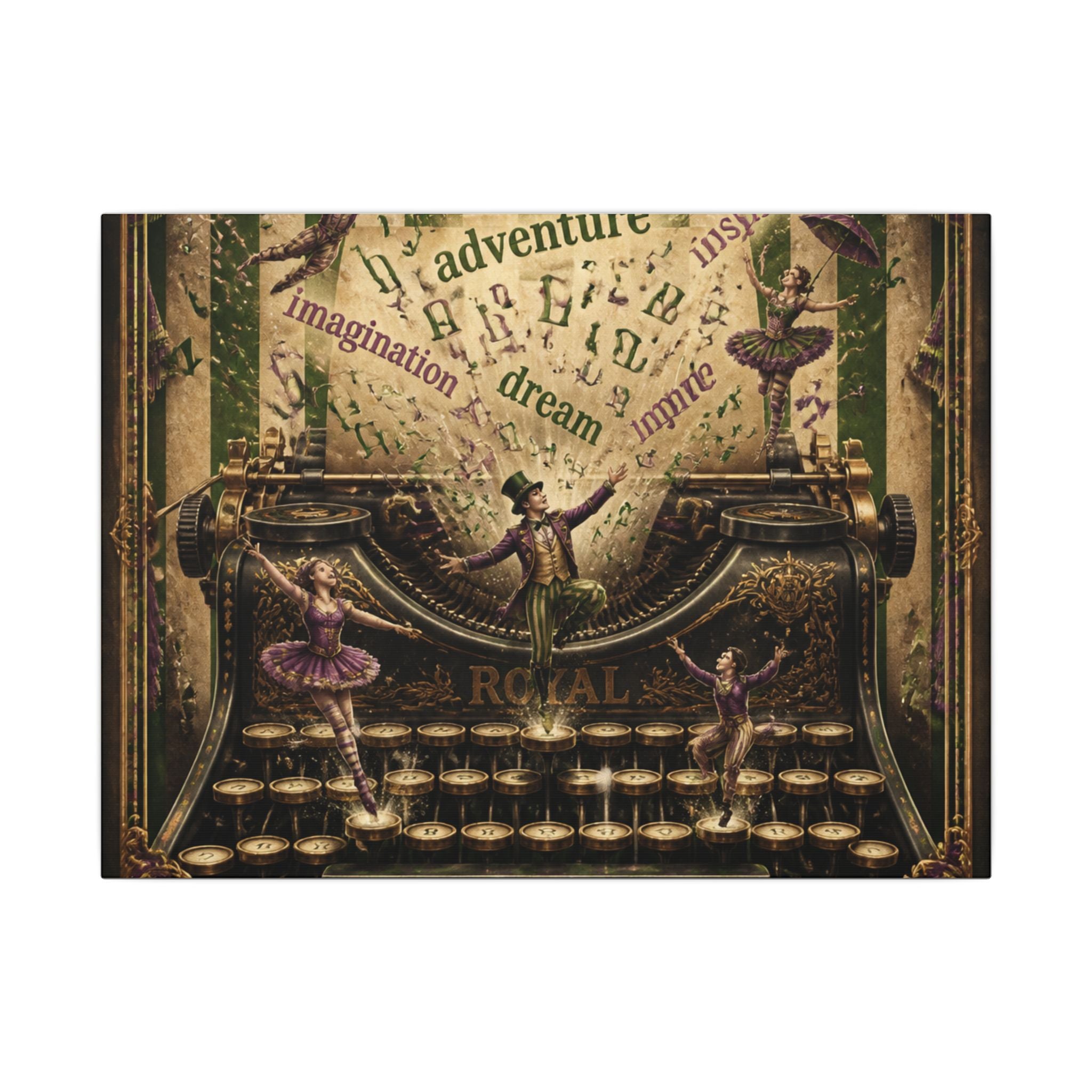 Typewriter Flying Letters Wall Art Canvas 16×20 Baroque Home Office Decor Maximalist Print