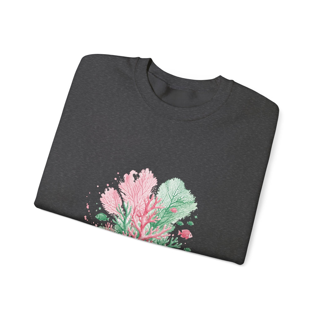 Matching Couple Sweatshirt - Coral Reef & Deep Sea Matching Couple Crewneck Sweatshirt Watercolor Art His Hers Engagement Gift - Design A