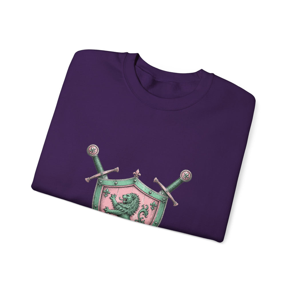 Matching Couple Sweatshirt - Crown & Shield Matching Couple Comfort Colors Crew Hand-Drawn Art His Hers Anniversary Gift - Design B