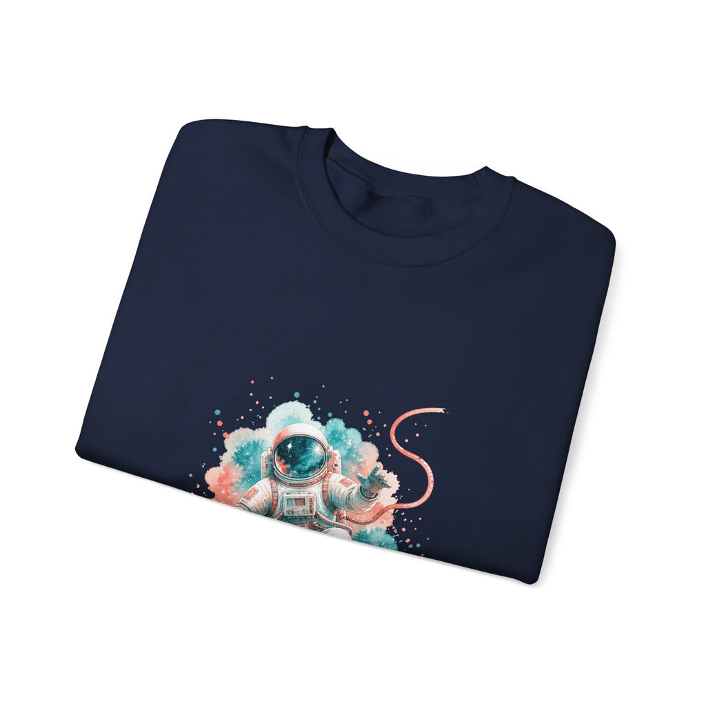 Matching Couple Sweatshirt - Astronaut & Planet Matching Couple Premium Fleece Sweatshirt Watercolor Art His Hers Birthday Gift - Design A