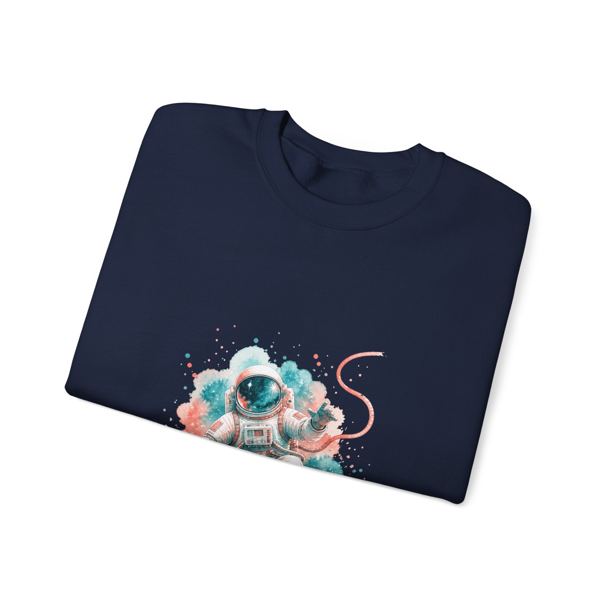 Matching Couple Sweatshirt - Astronaut & Planet Matching Couple Premium Fleece Sweatshirt Watercolor Art His Hers Birthday Gift - Design A