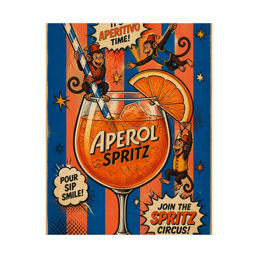 Aperol Spritz Monkeys Wall Art Poster 18×24 Pop Art Living Room Decor Maximalist Print