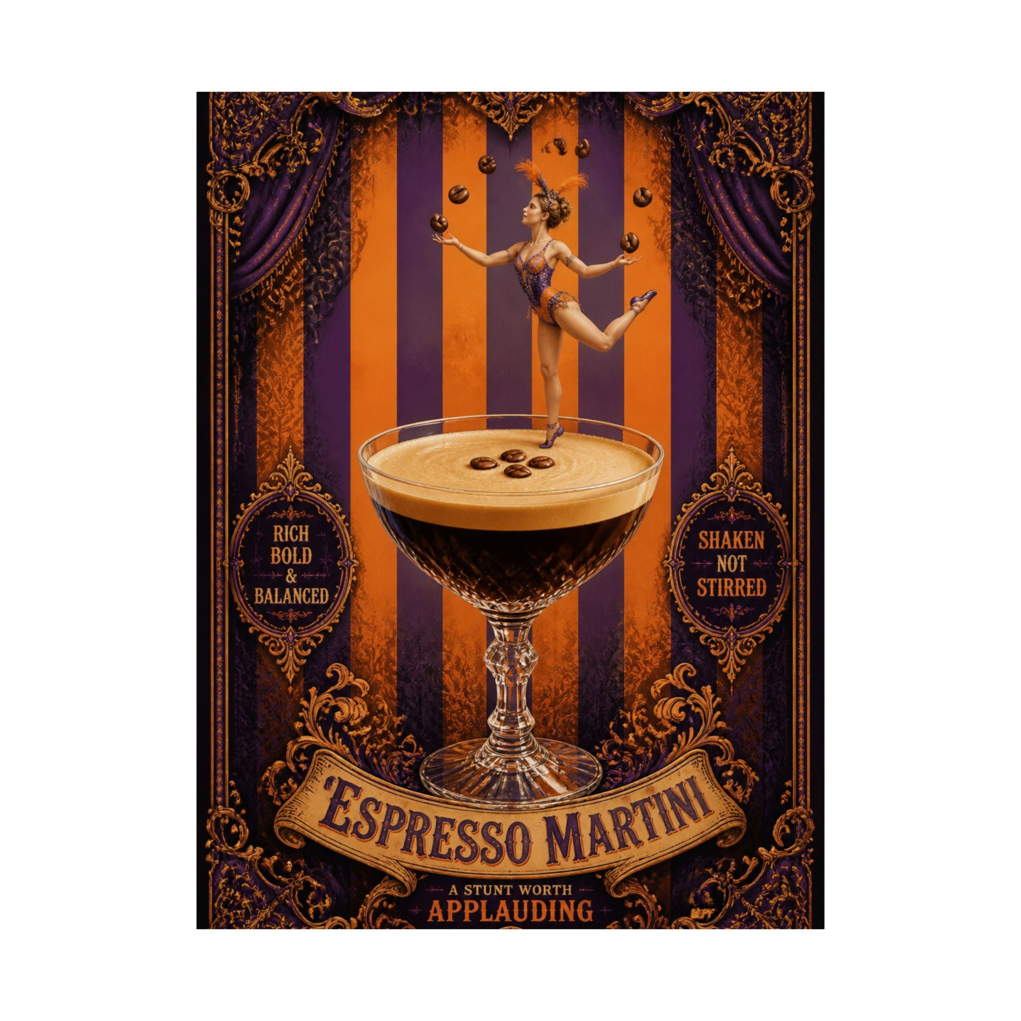 Espresso Martini Acrobat Wall Art Poster 18×24 Baroque Home Office Decor Maximalist Print