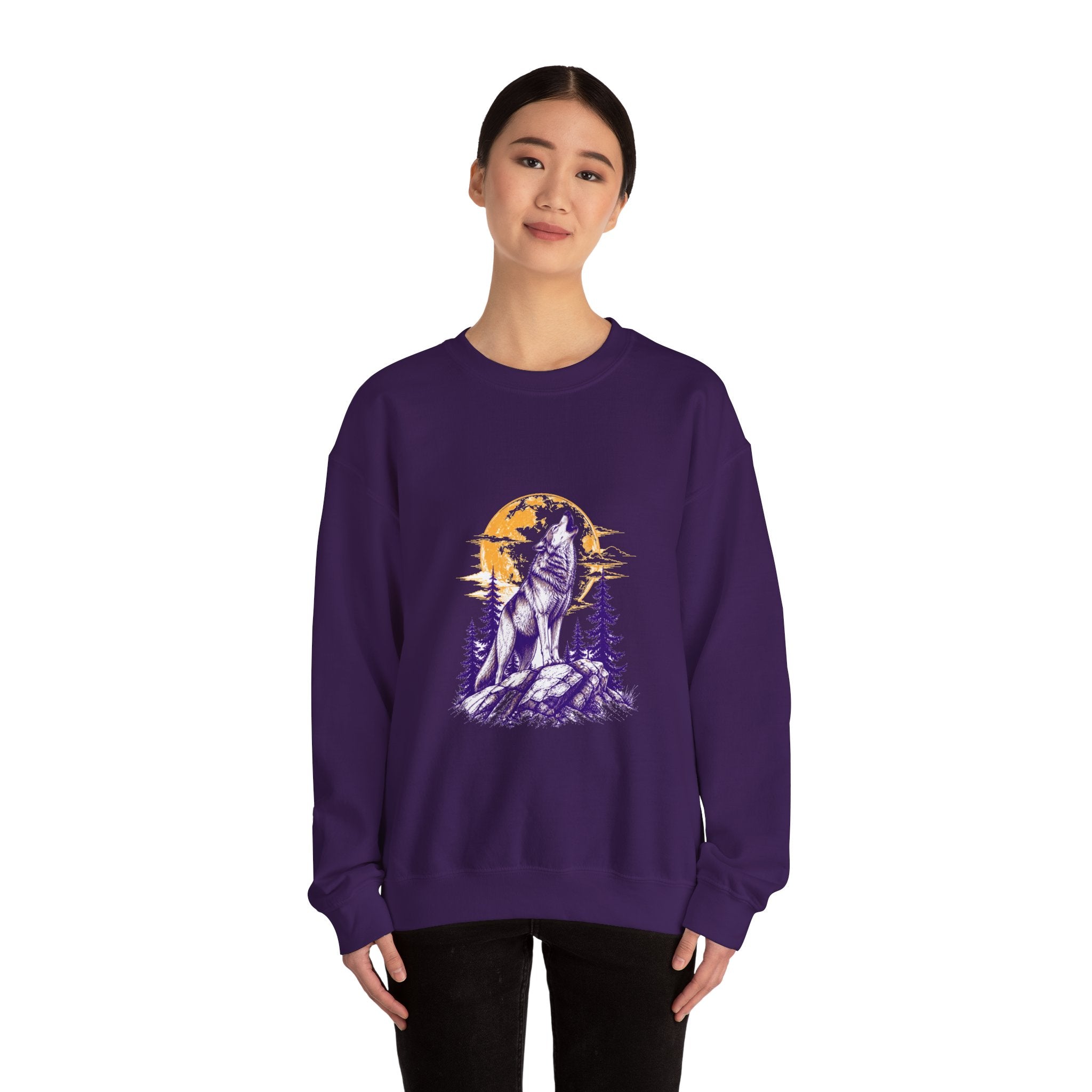 Matching Couple Sweatshirt - Wolf & Dove Matching Couple Crewneck Sweatshirt Hand-Drawn Art His Hers Best Friend Gift - Design A