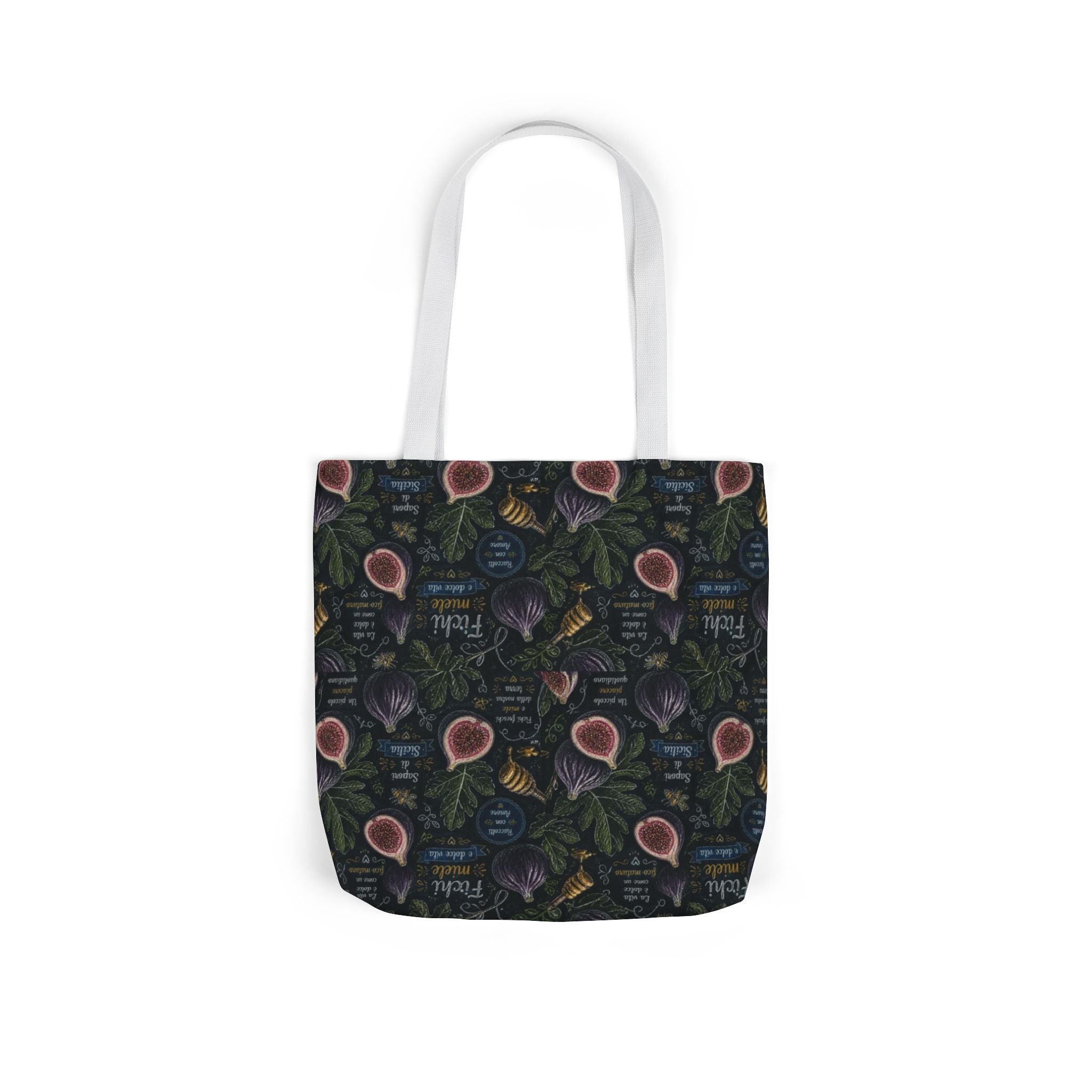 Ripe Figs Canvas Tote Bag Mediterranean Kitchen Chalk Art Design Italian Cottagecore Gift