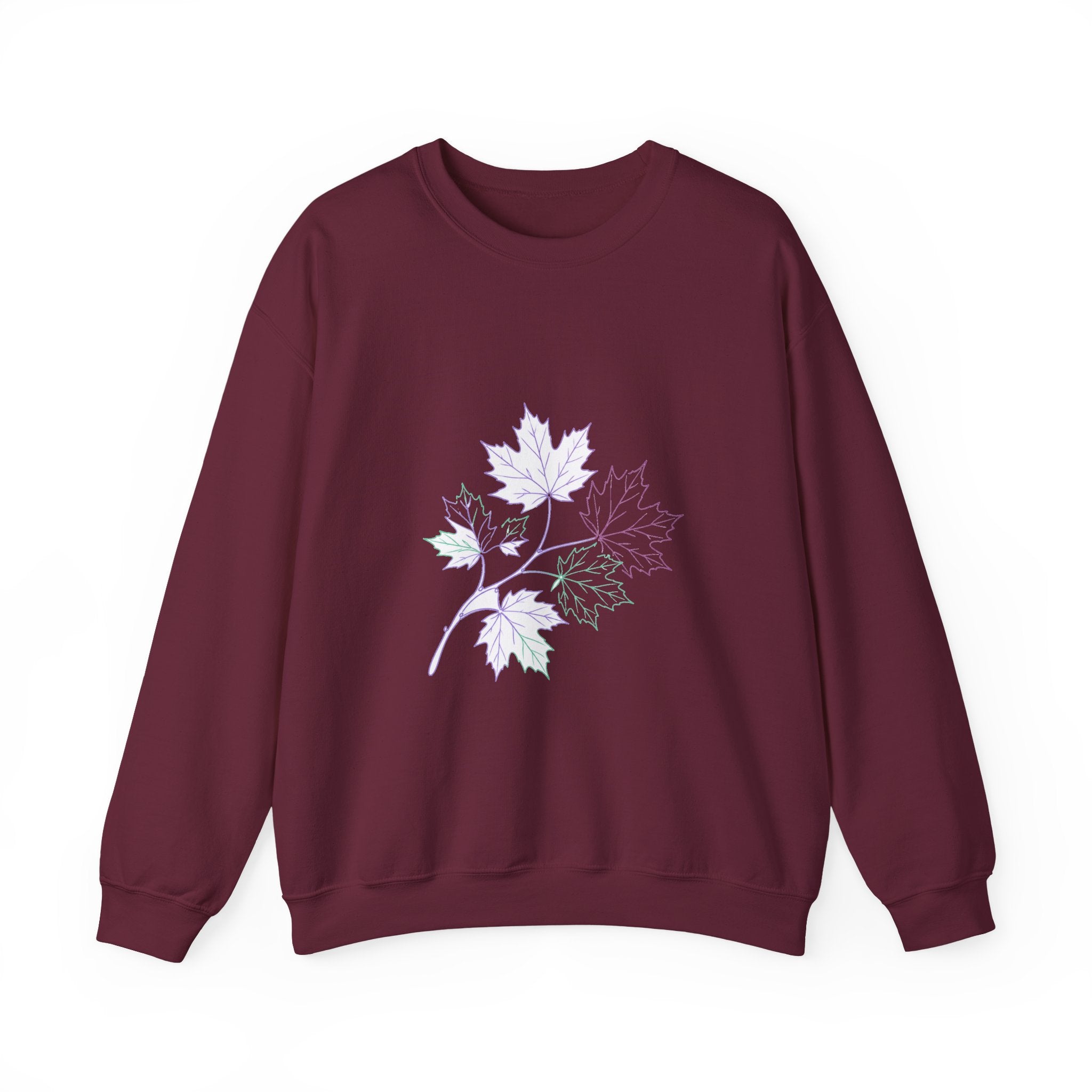 Matching Couple Sweatshirt - Cherry Blossom & Maple Leaf Matching Couple Crewneck Sweatshirt Minimalist Art His Hers Valentine Gift - Design B