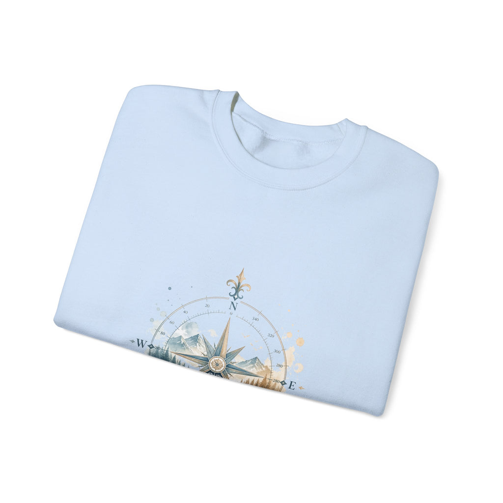 Matching Couple Sweatshirt - Compass North & South Matching Couple Crewneck Sweatshirt Watercolor Art His Hers Engagement Gift - Design B