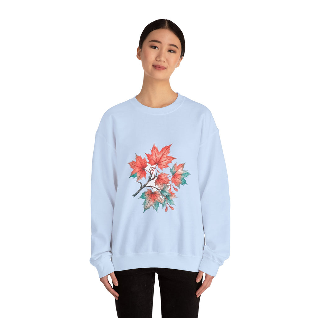 Matching Couple Sweatshirt - Cherry Blossom & Maple Leaf Matching Couple Premium Fleece Sweatshirt Hand-Drawn Art His Hers Anniversary Gift - Design B