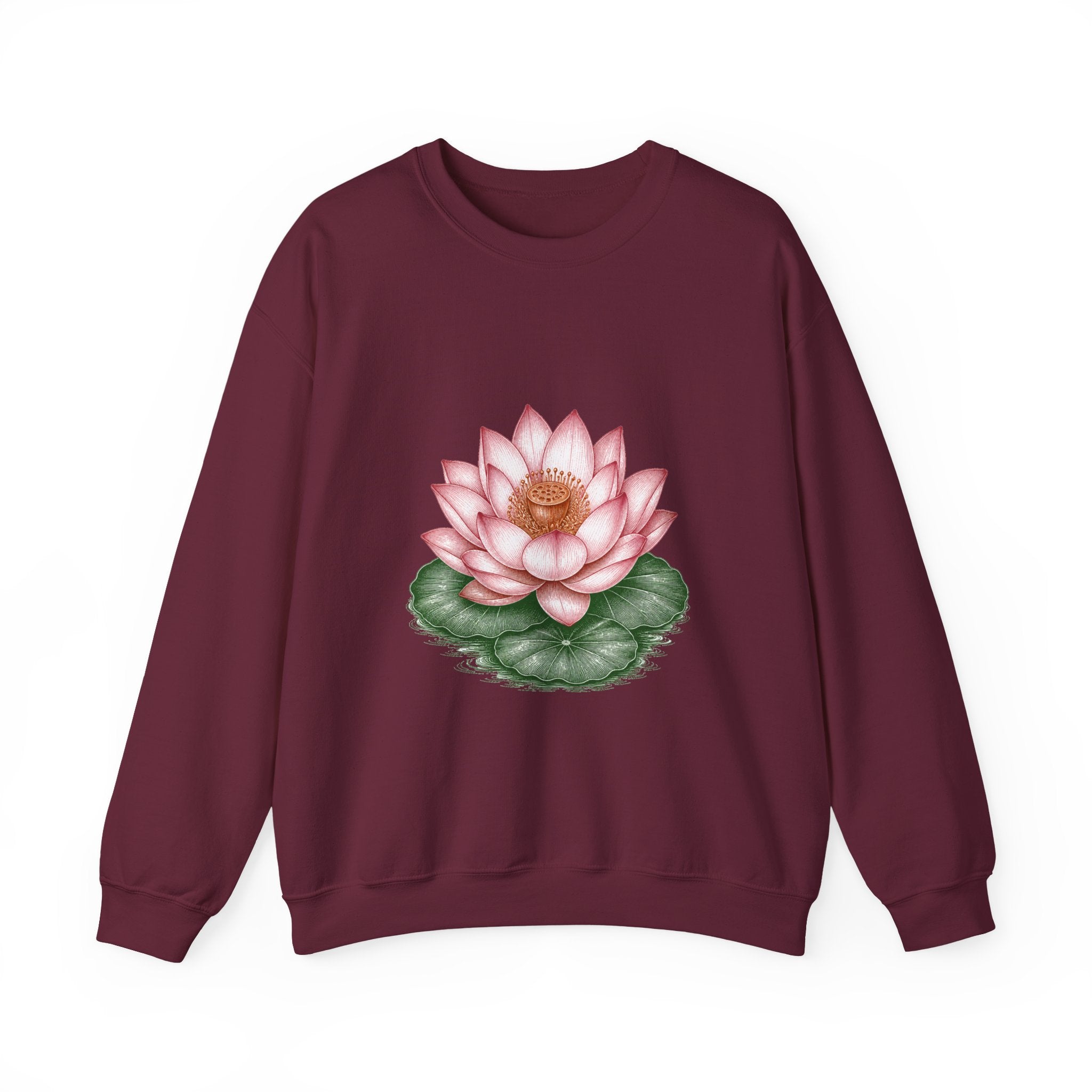 Matching Couple Sweatshirt - Open & Closed Lotus Matching Couple Comfort Colors Crew Vintage Art His Hers Honeymoon Gift - Design A