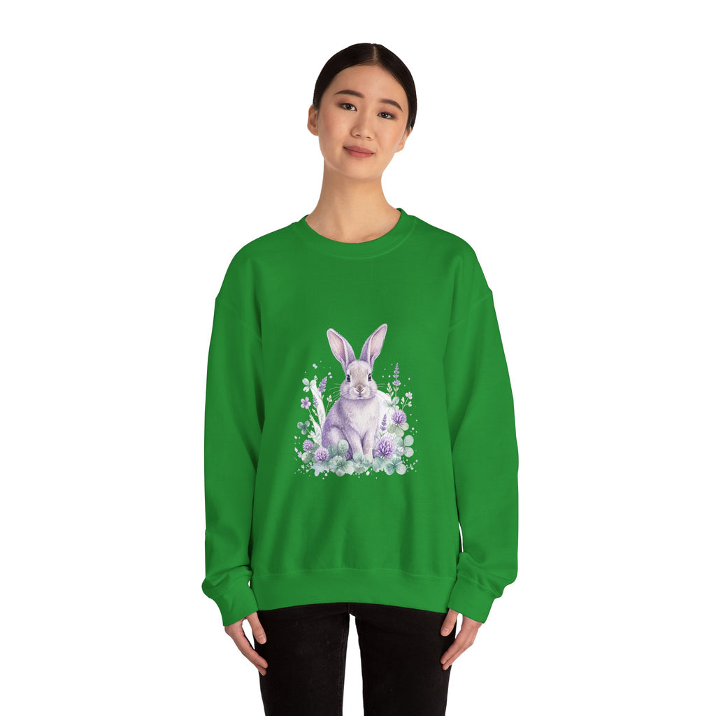 Matching Couple Sweatshirt - Fox & Rabbit Matching Couple Crewneck Sweatshirt Watercolor Art His Hers Engagement Gift - Design B