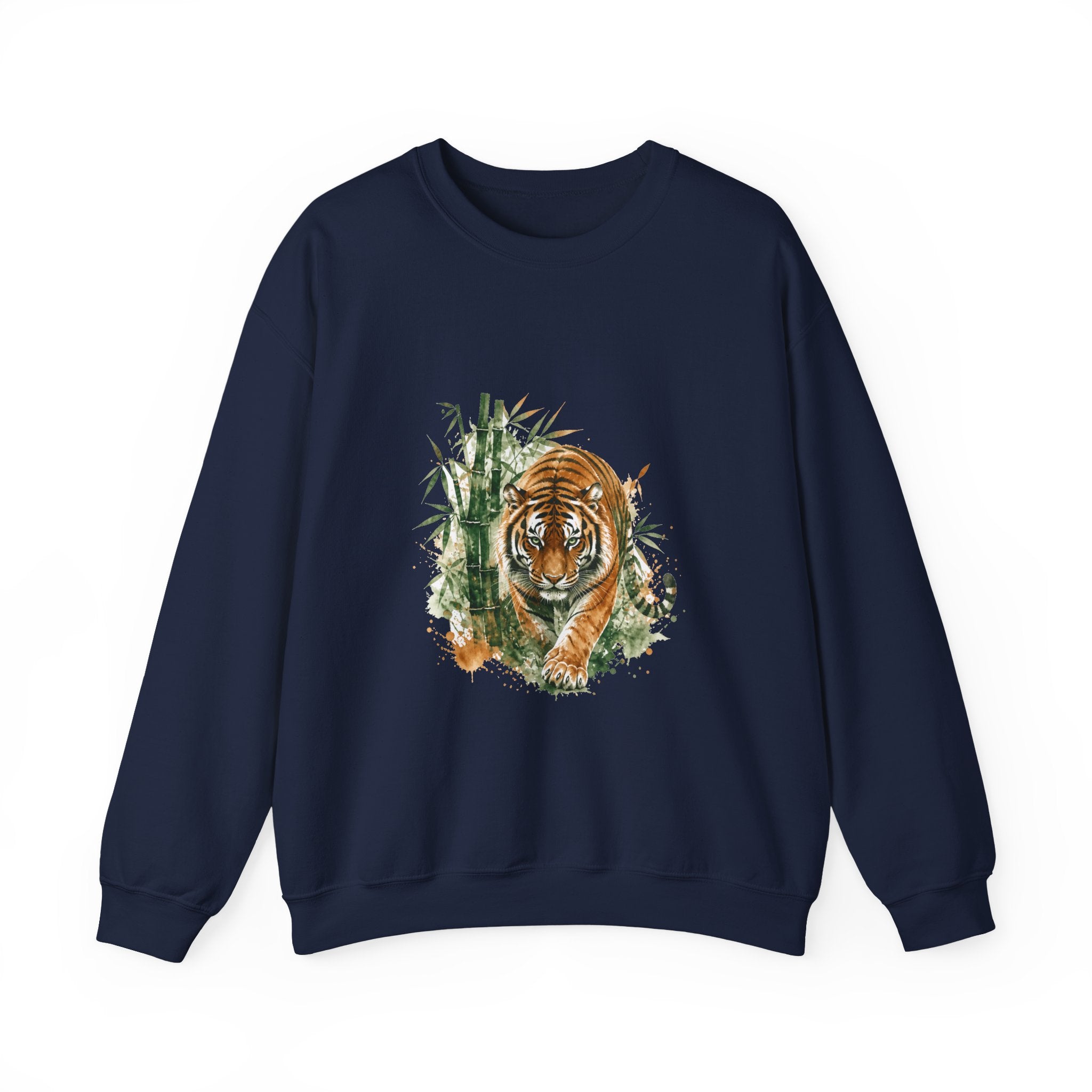 Matching Couple Sweatshirt - Tiger & Crane Matching Couple Premium Fleece Sweatshirt Watercolor Art His Hers Birthday Gift - Design A