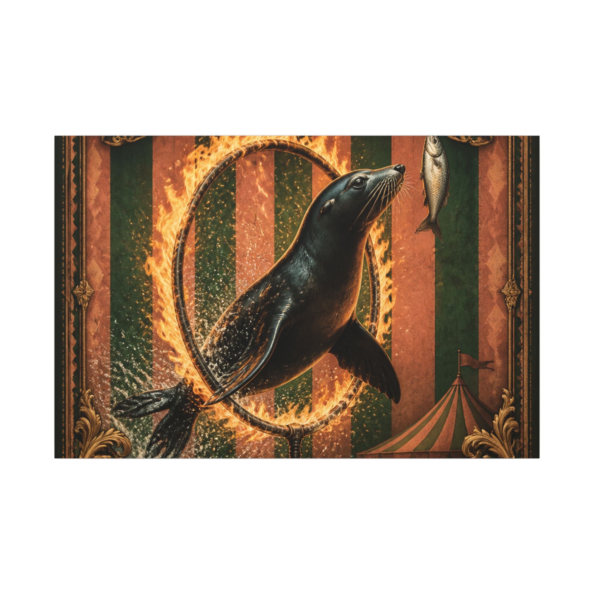 Seal Fire Hoop Wall Art Canvas 24×36 Baroque Studio Decor Maximalist Print