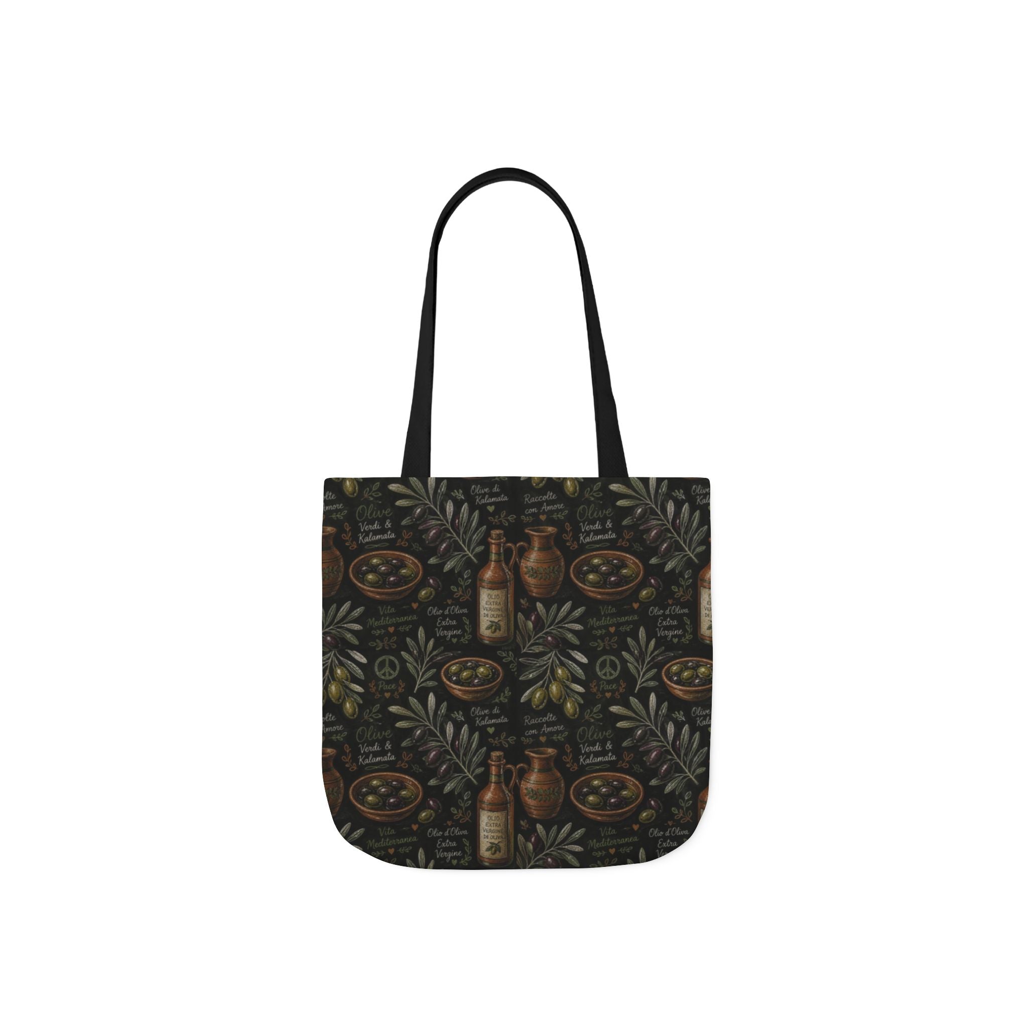 Olive Branches Canvas Tote Bag Mediterranean Kitchen Chalk Art Design Italian Cottagecore Gift