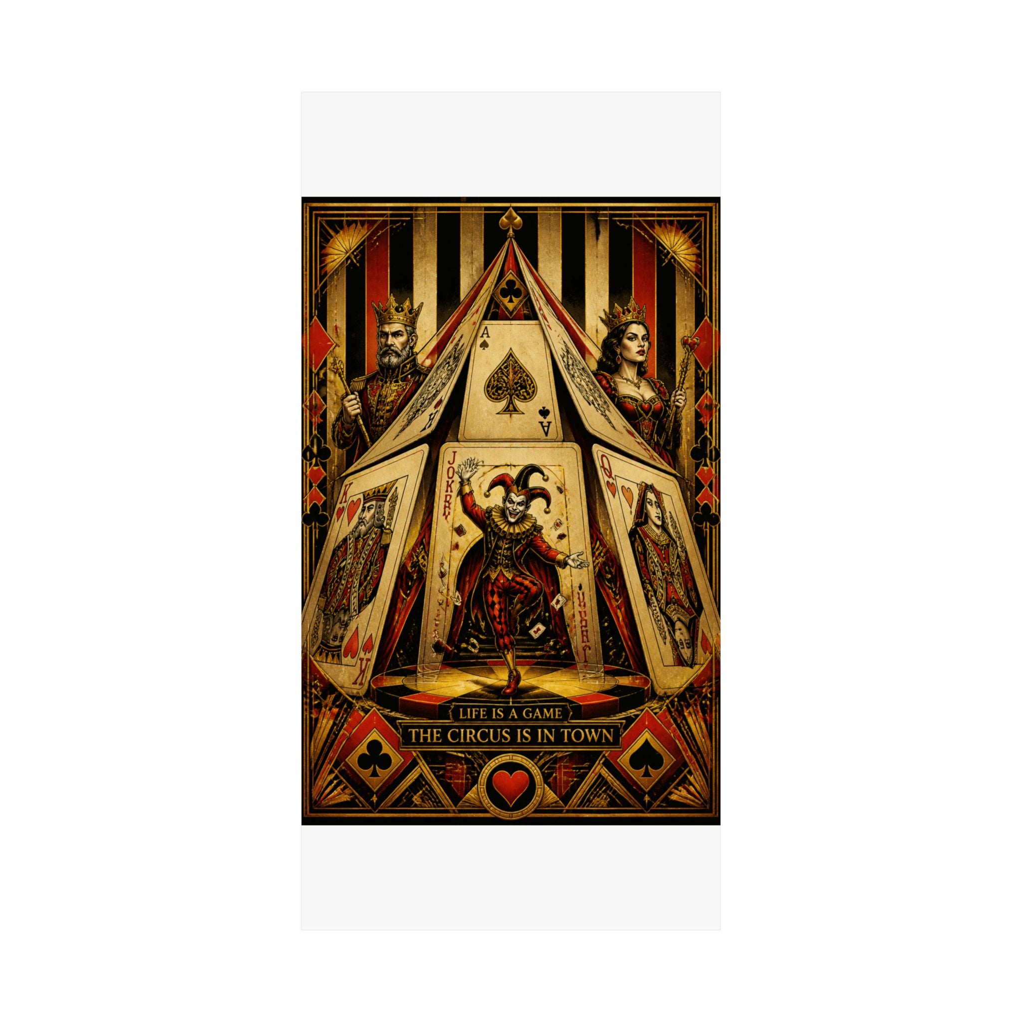 Playing Cards Tent Wall Art Poster 24×36 Art Deco Bar Area Decor Maximalist Print