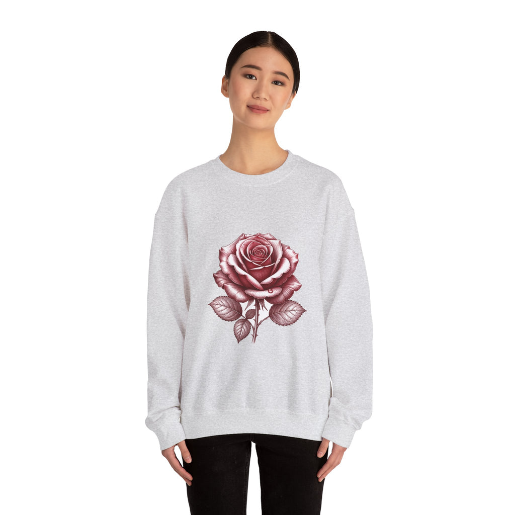 Matching Couple Sweatshirt - Rose & Thorn Matching Couple Crewneck Sweatshirt Hand-Drawn Art His Hers Best Friend Gift - Design A