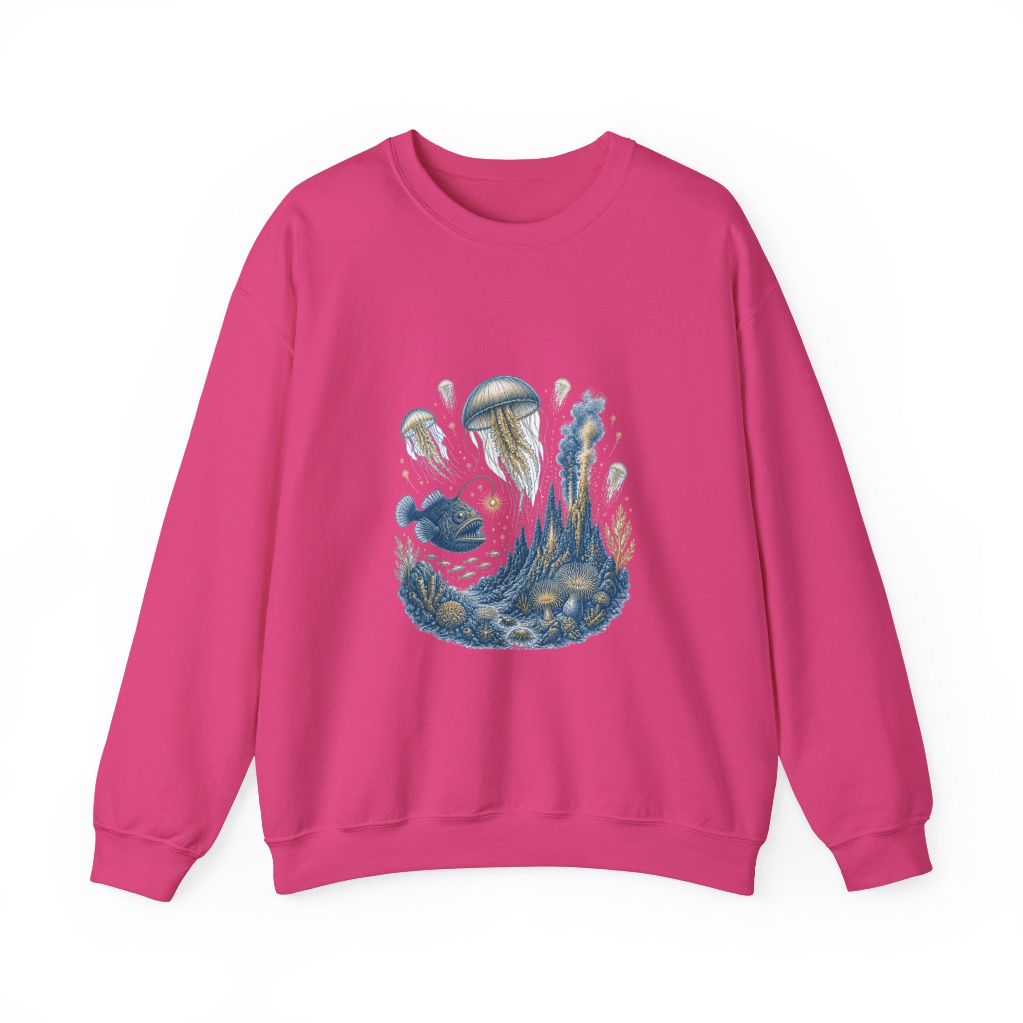 Matching Couple Sweatshirt - Coral Reef & Deep Sea Matching Couple Crewneck Sweatshirt Vintage Art His Hers Wedding Gift - Design B