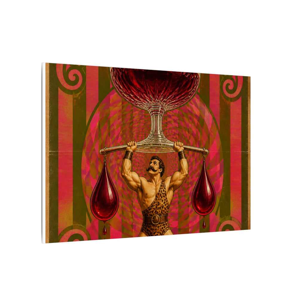 Wine Glass Strongman Wall Art Canvas 24×36 Psychedelic Dining Room Decor Maximalist Print