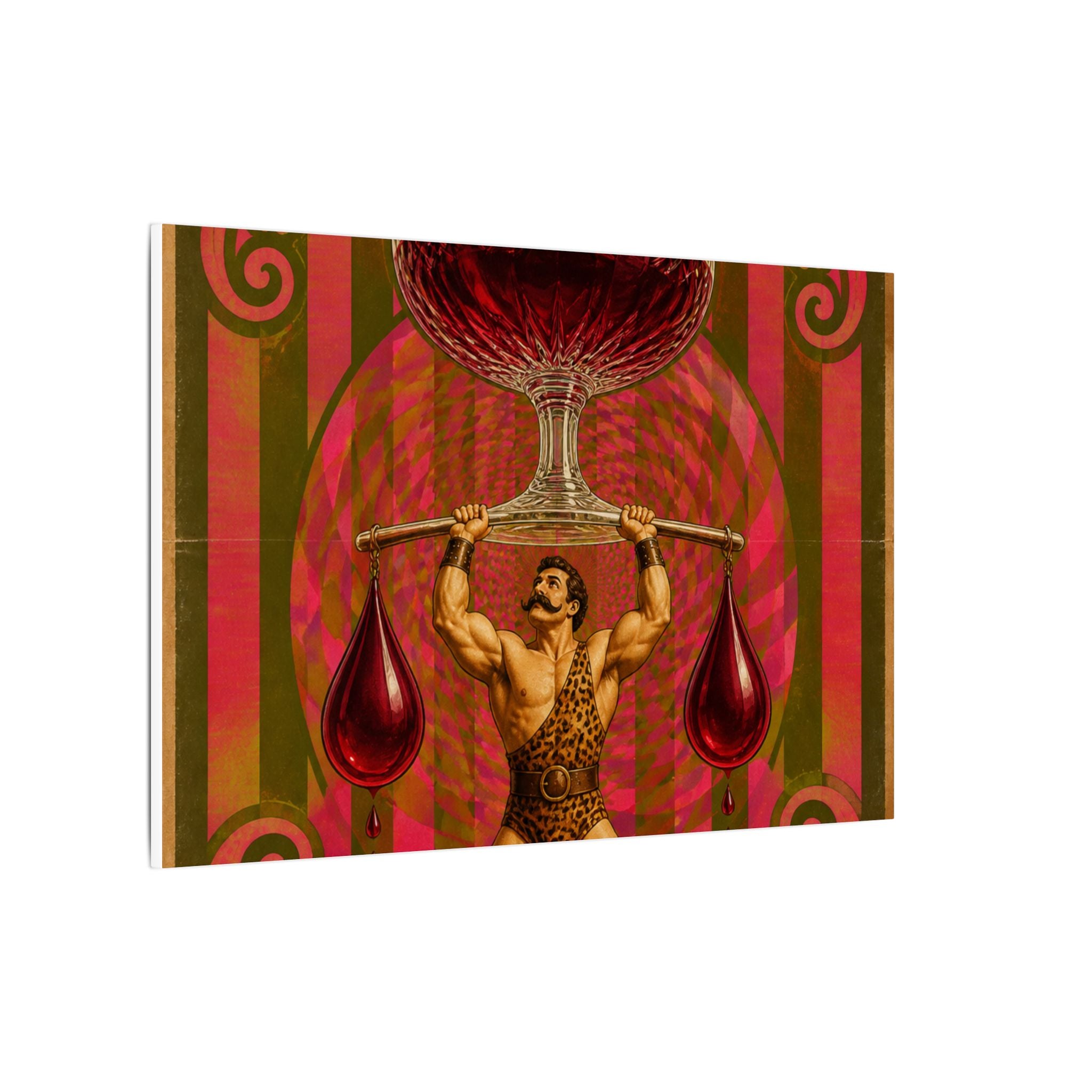 Wine Glass Strongman Wall Art Canvas 24×36 Psychedelic Dining Room Decor Maximalist Print